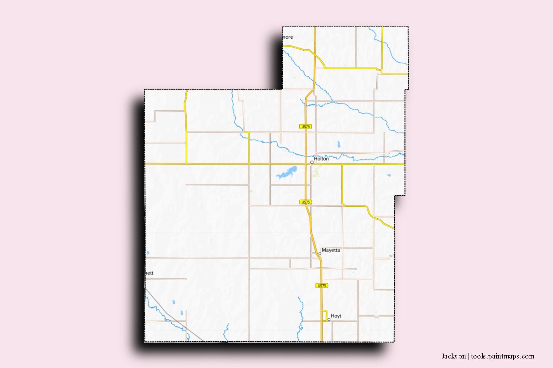 Jackson neighborhoods and villages map with 3D shadow effect