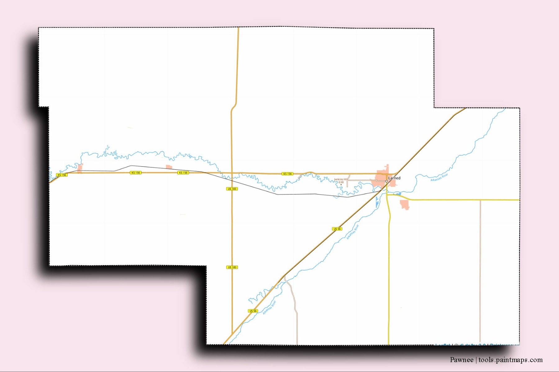 Pawnee neighborhoods and villages map with 3D shadow effect