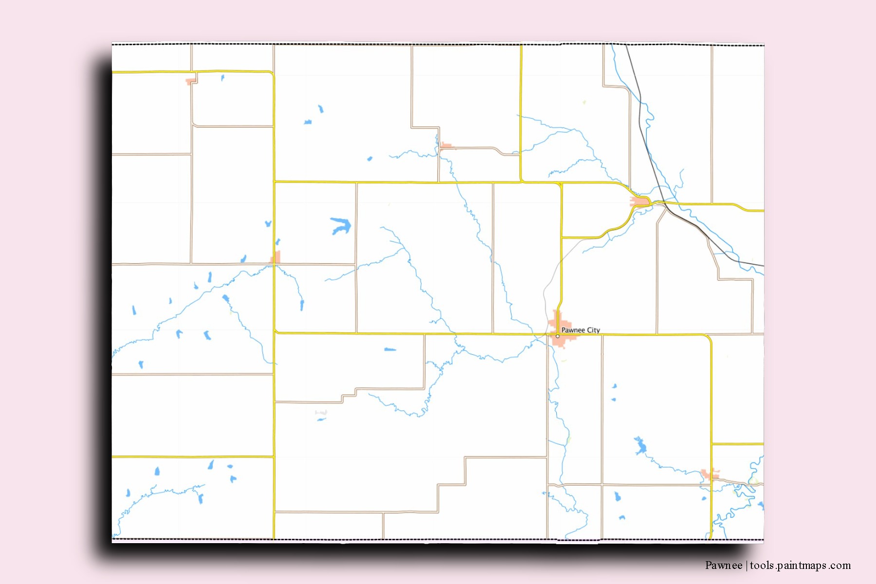 Pawnee neighborhoods and villages map with 3D shadow effect