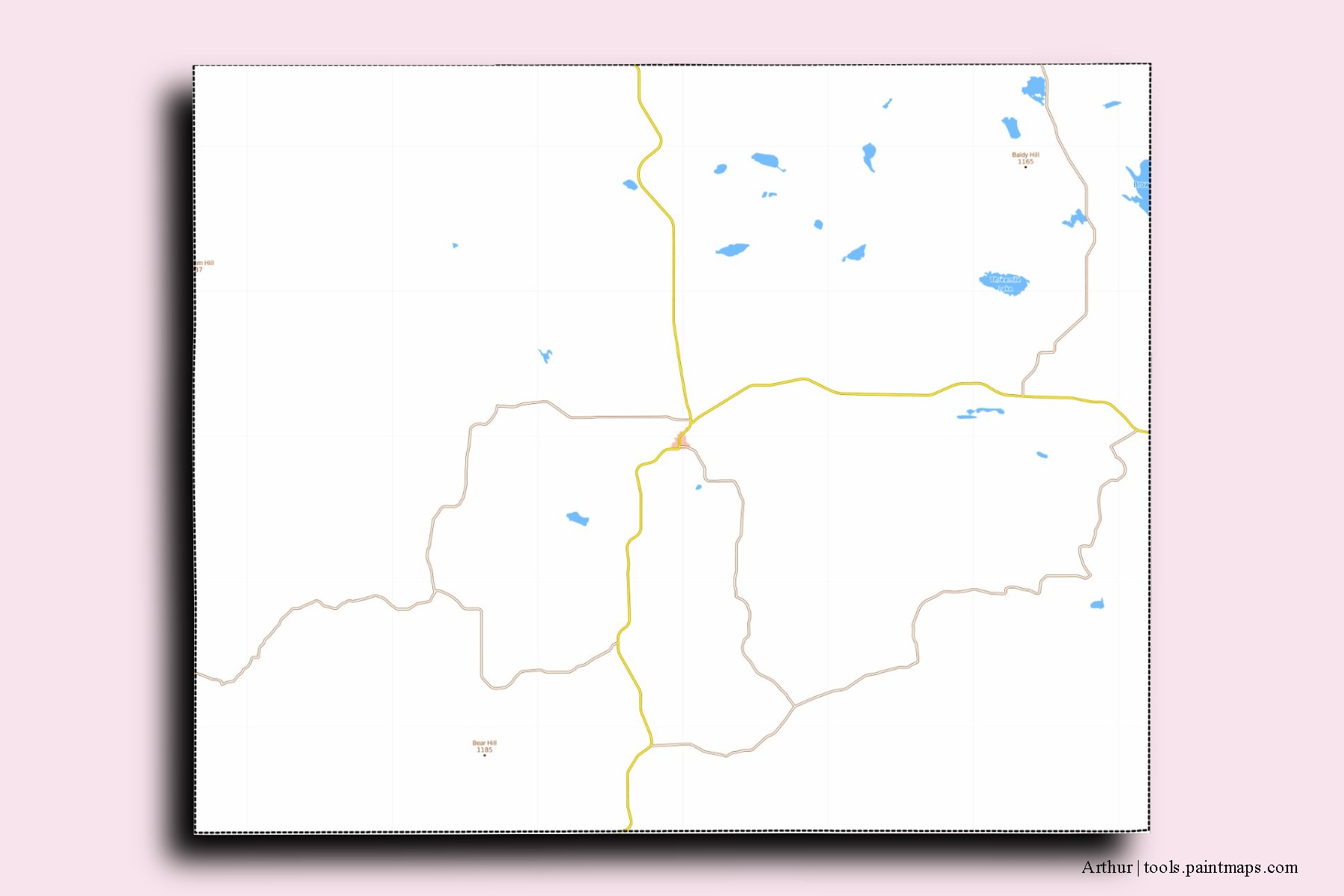 Mapa de barrios y pueblos de Arthur con efecto de sombra 3D