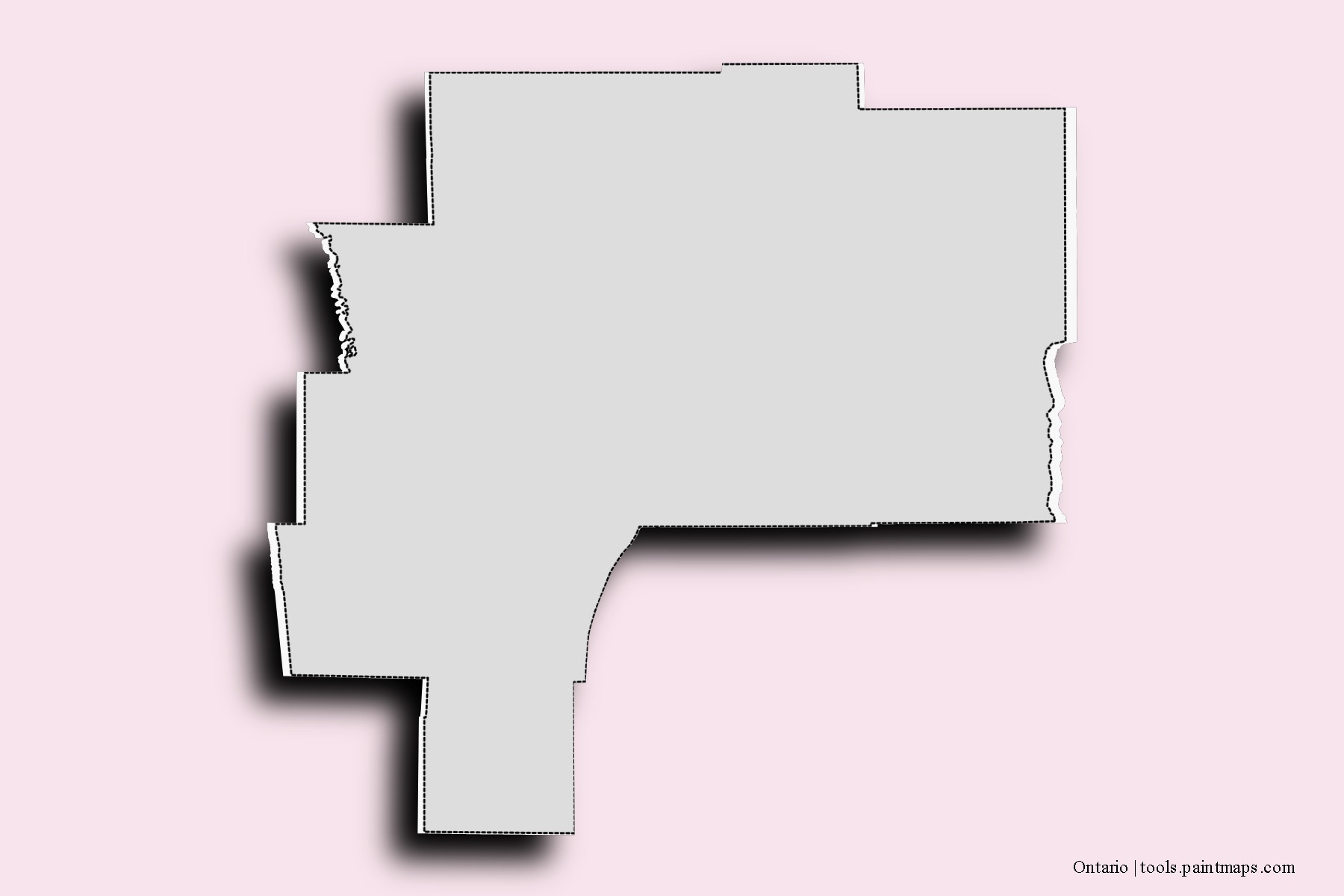 Mapa de barrios y pueblos de Ontario con efecto de sombra 3D