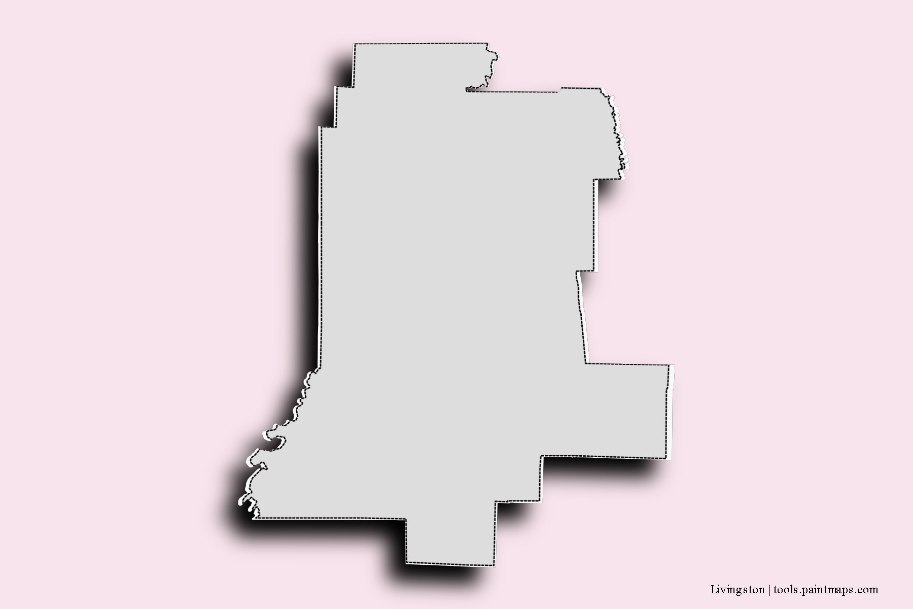 Livingston neighborhoods and villages map with 3D shadow effect