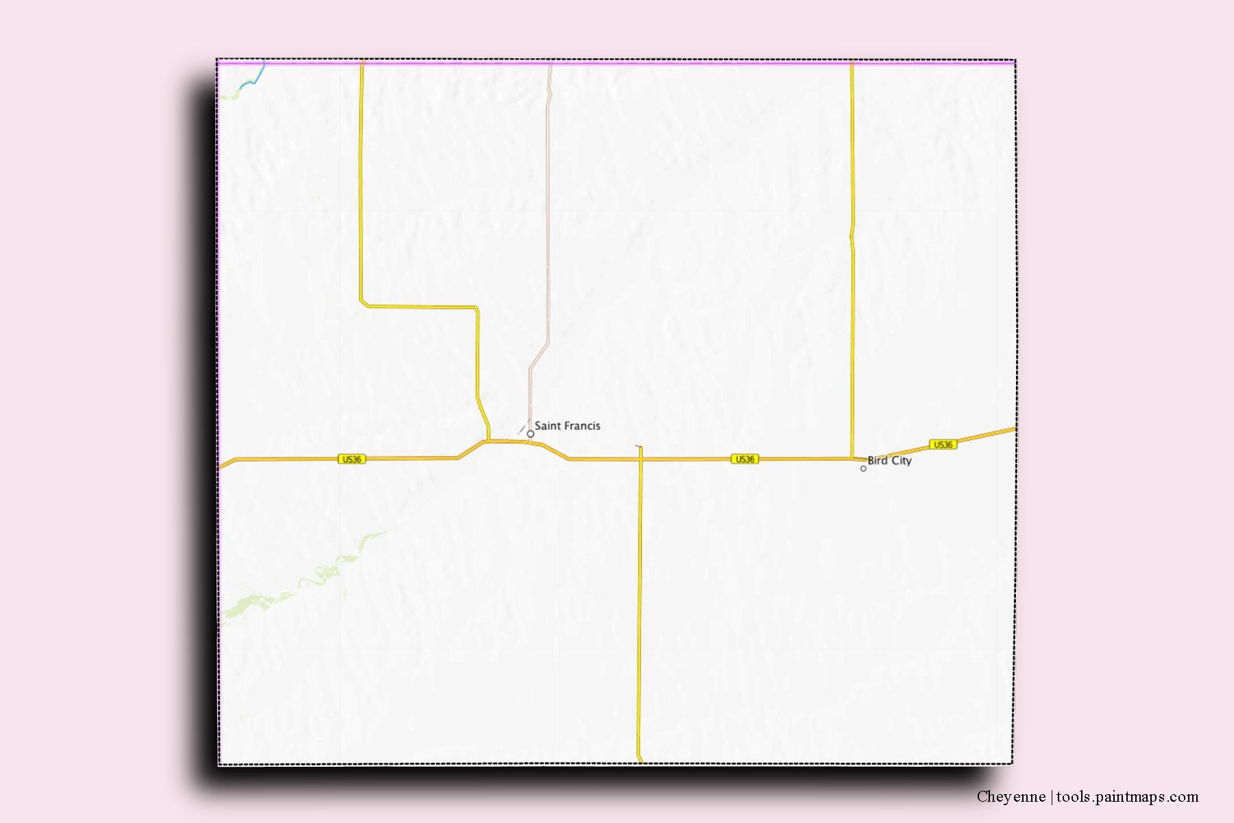 Cheyenne neighborhoods and villages map with 3D shadow effect