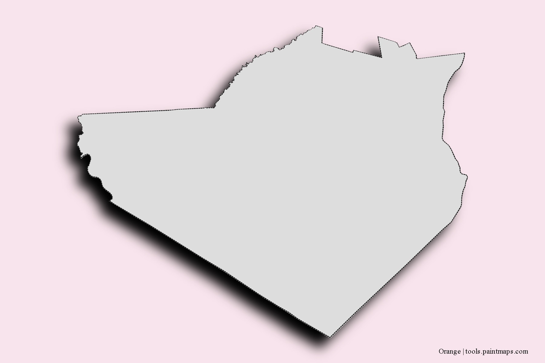 Mapa de barrios y pueblos de Orange con efecto de sombra 3D