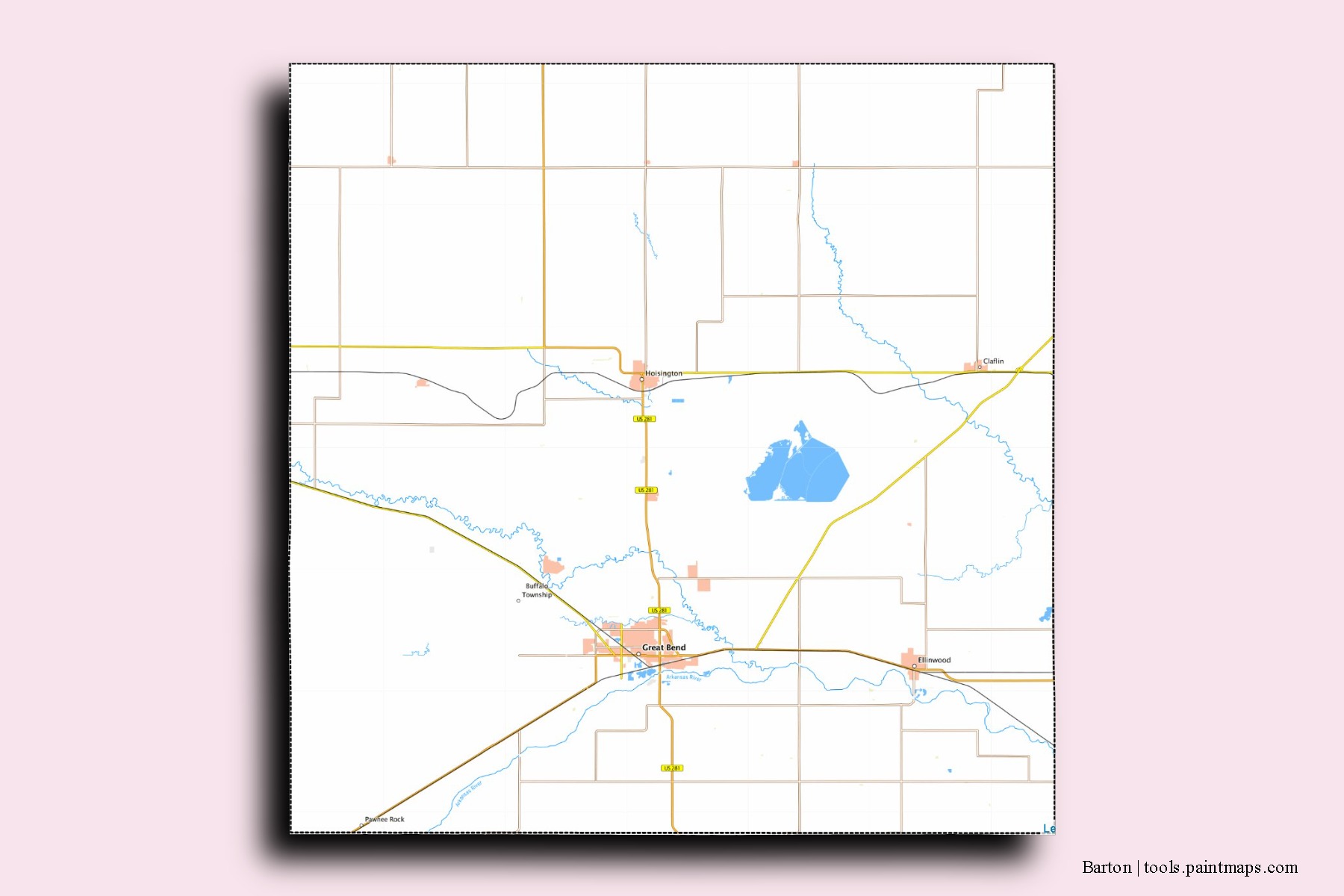 Barton neighborhoods and villages map with 3D shadow effect