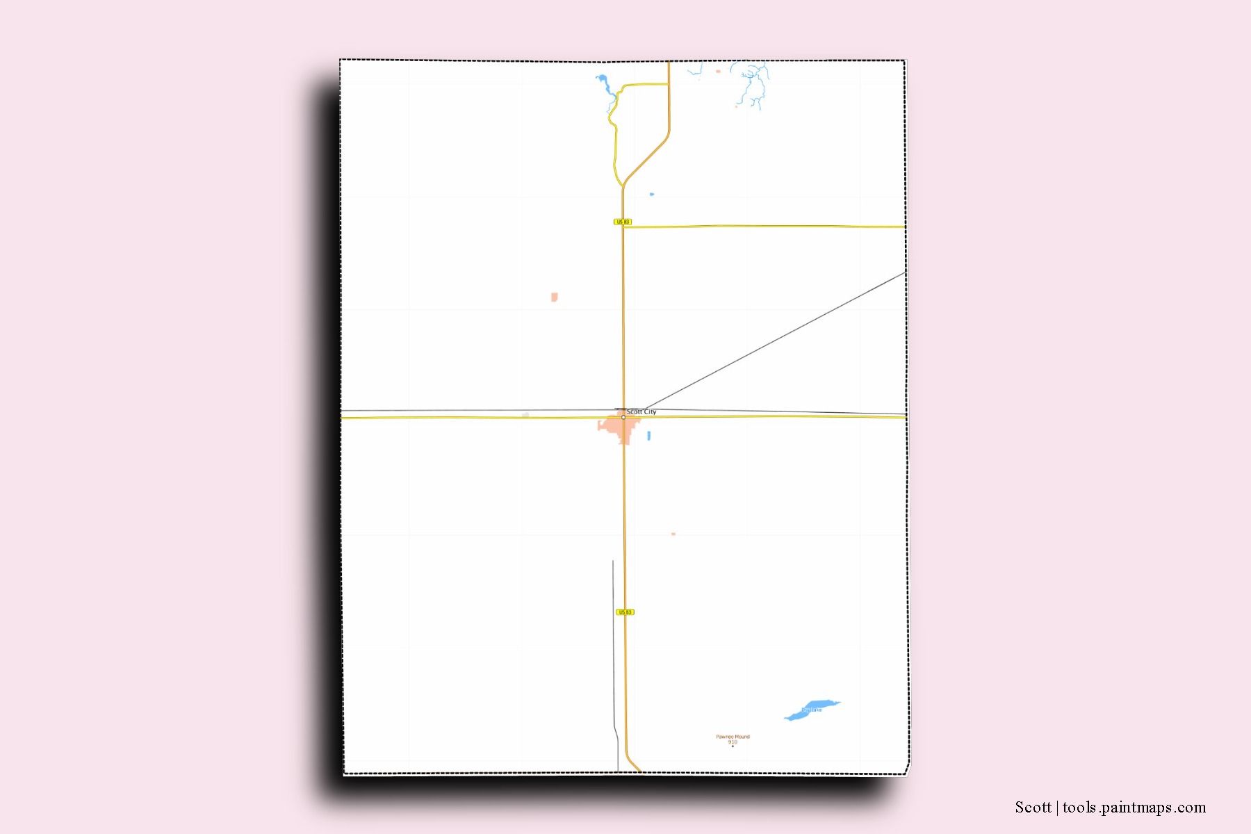 Scott neighborhoods and villages map with 3D shadow effect