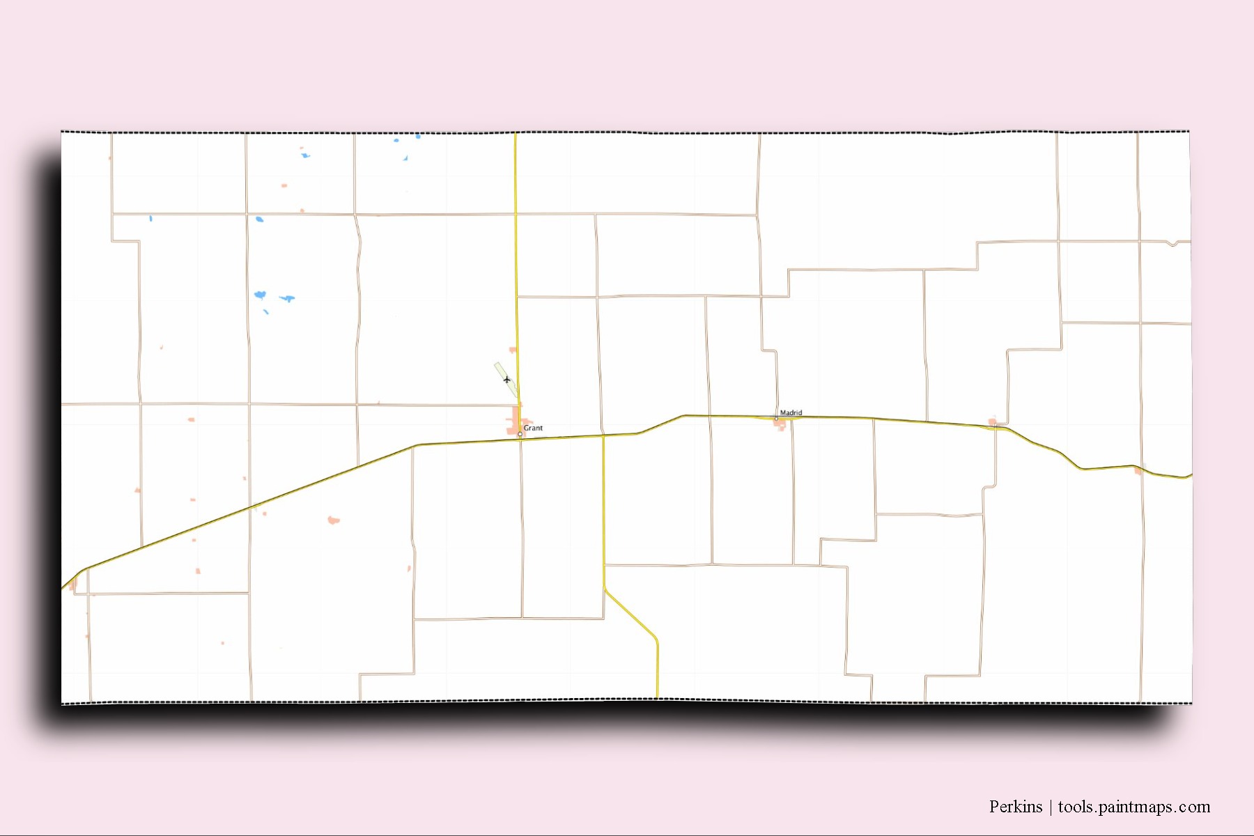 Perkins neighborhoods and villages map with 3D shadow effect