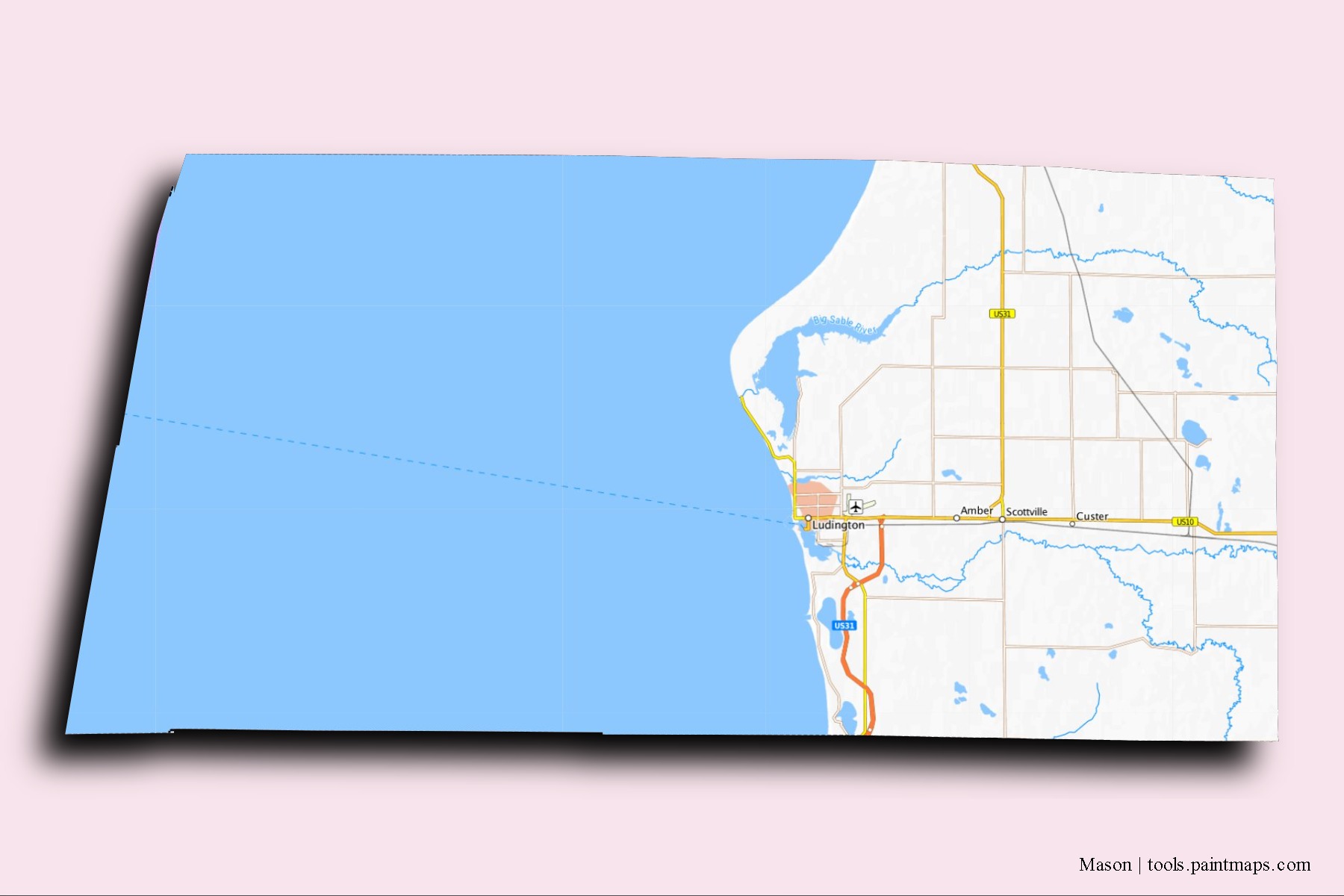 Mason neighborhoods and villages map with 3D shadow effect