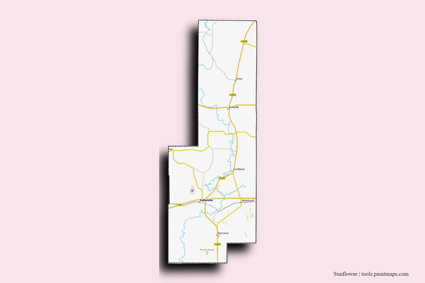 Sunflower neighborhoods and villages map with 3D shadow effect