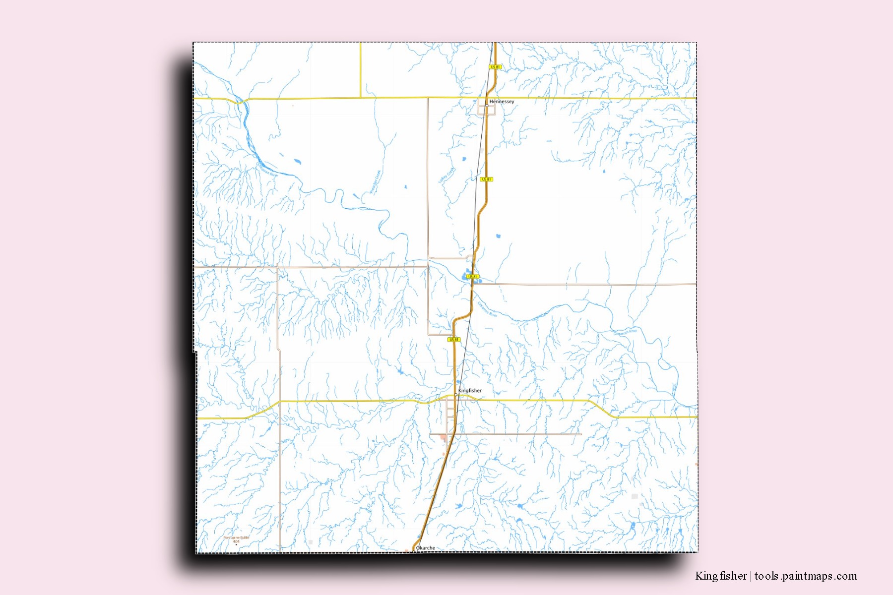 Kingfisher neighborhoods and villages map with 3D shadow effect