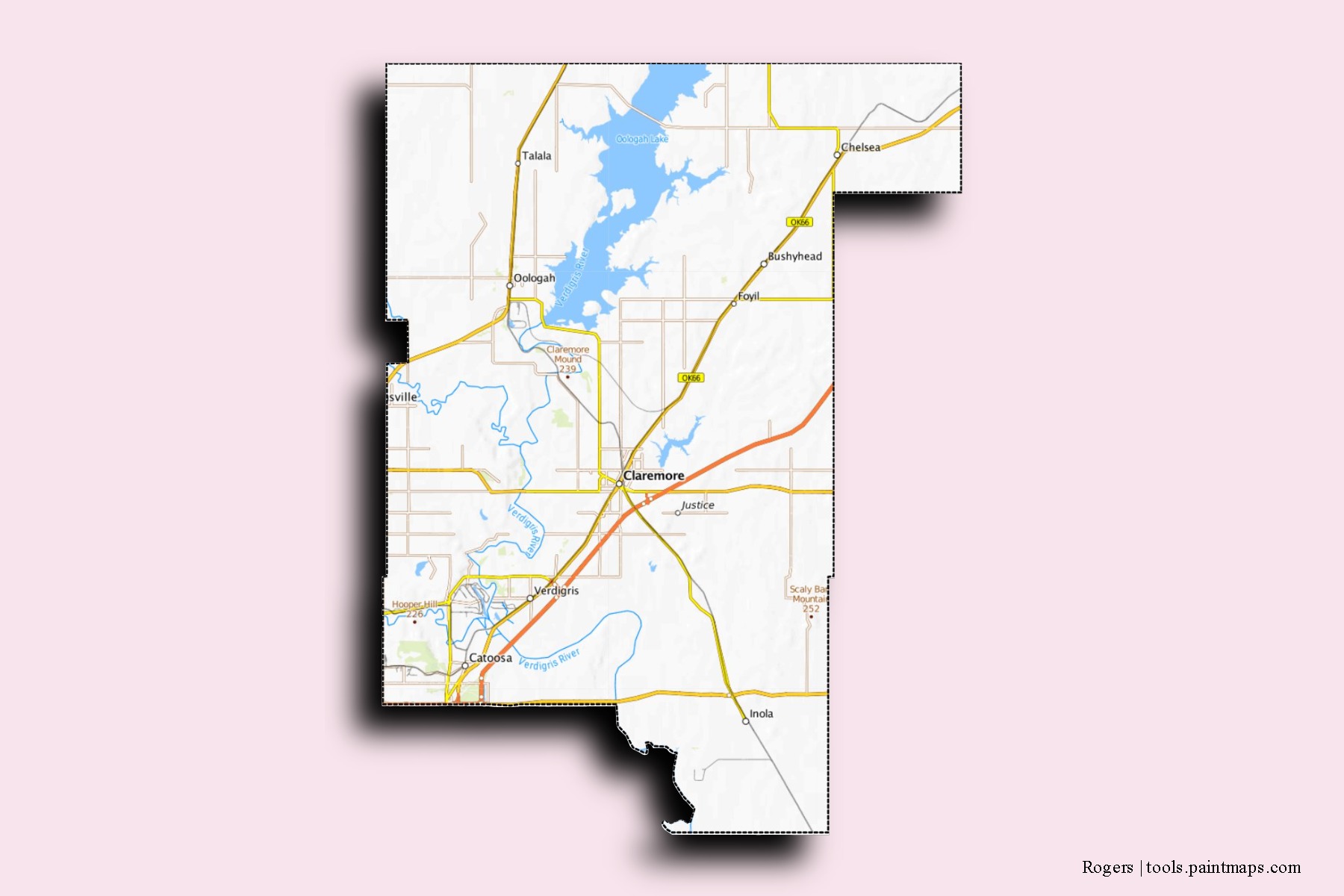 Rogers neighborhoods and villages map with 3D shadow effect