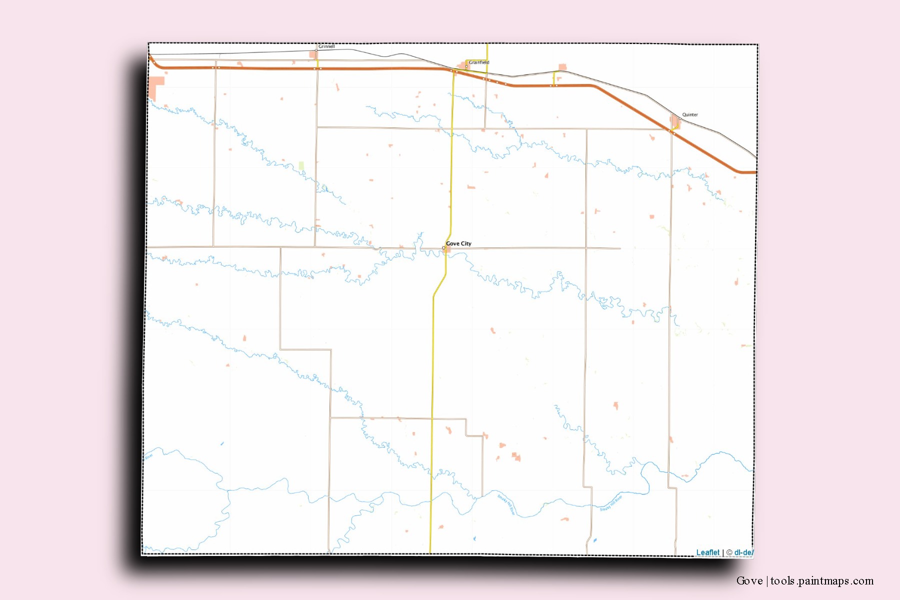 Gove neighborhoods and villages map with 3D shadow effect