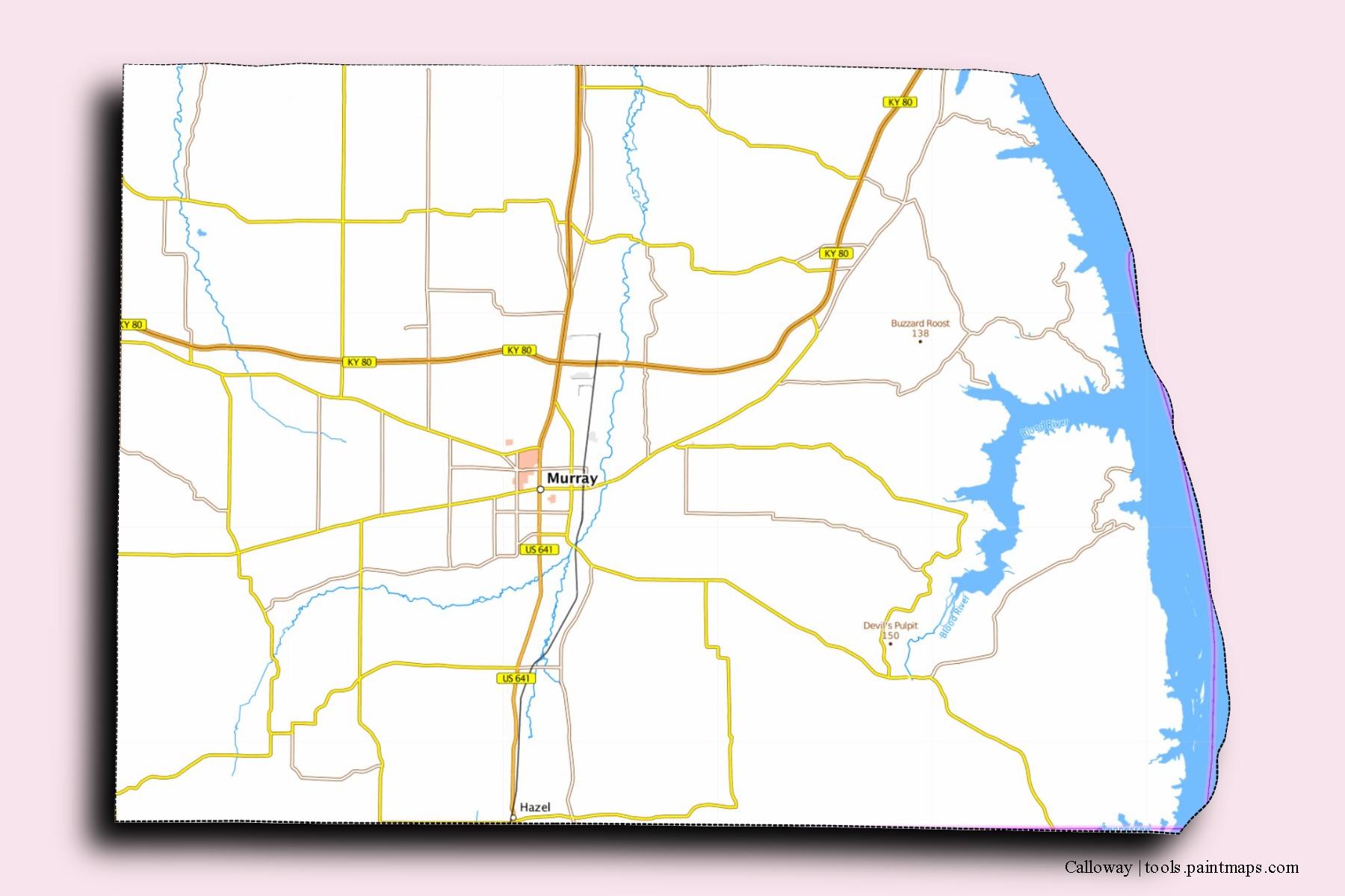 Calloway neighborhoods and villages map with 3D shadow effect