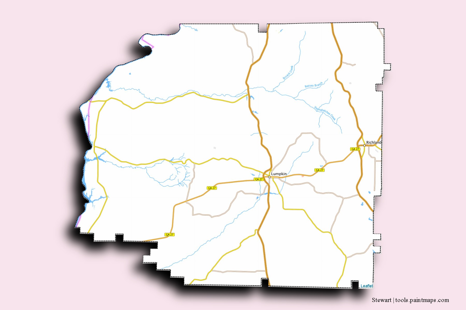 Stewart neighborhoods and villages map with 3D shadow effect