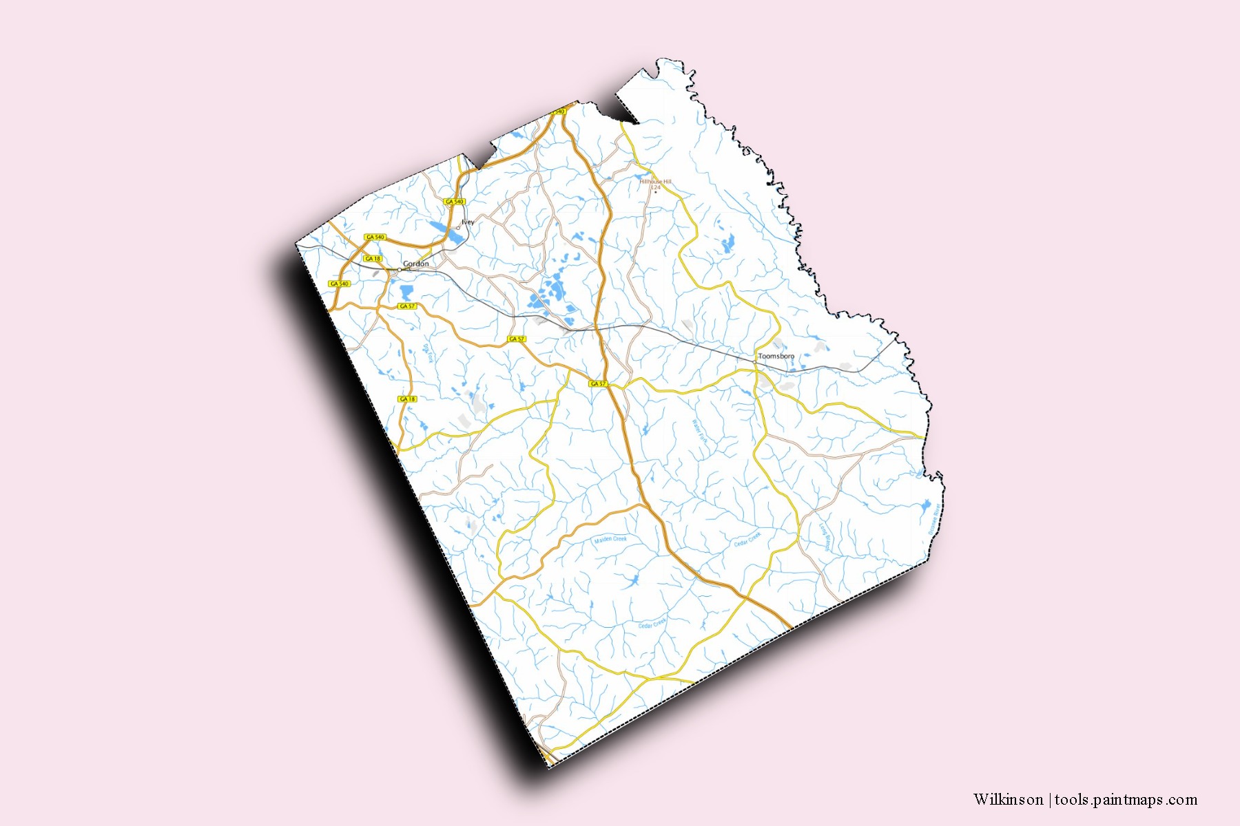 Wilkinson neighborhoods and villages map with 3D shadow effect