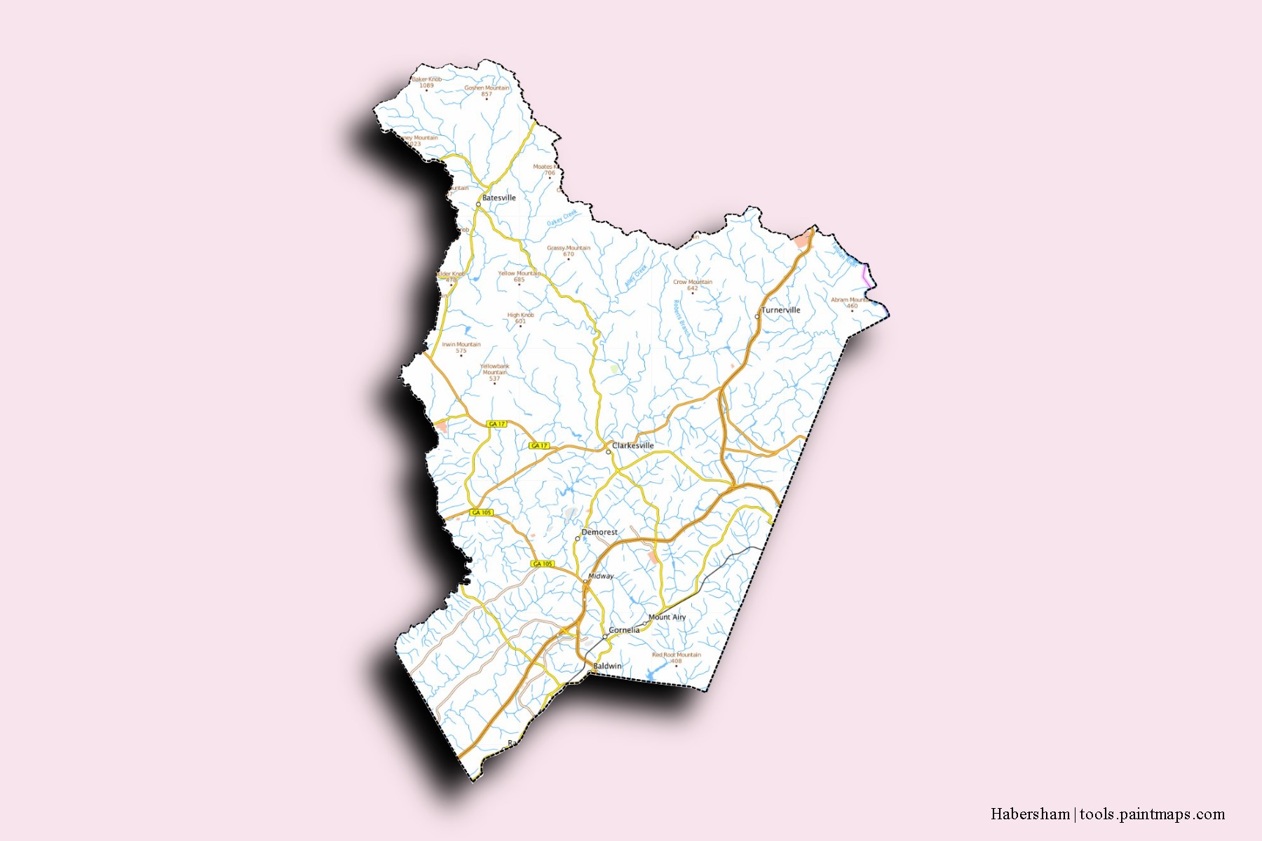 Habersham neighborhoods and villages map with 3D shadow effect