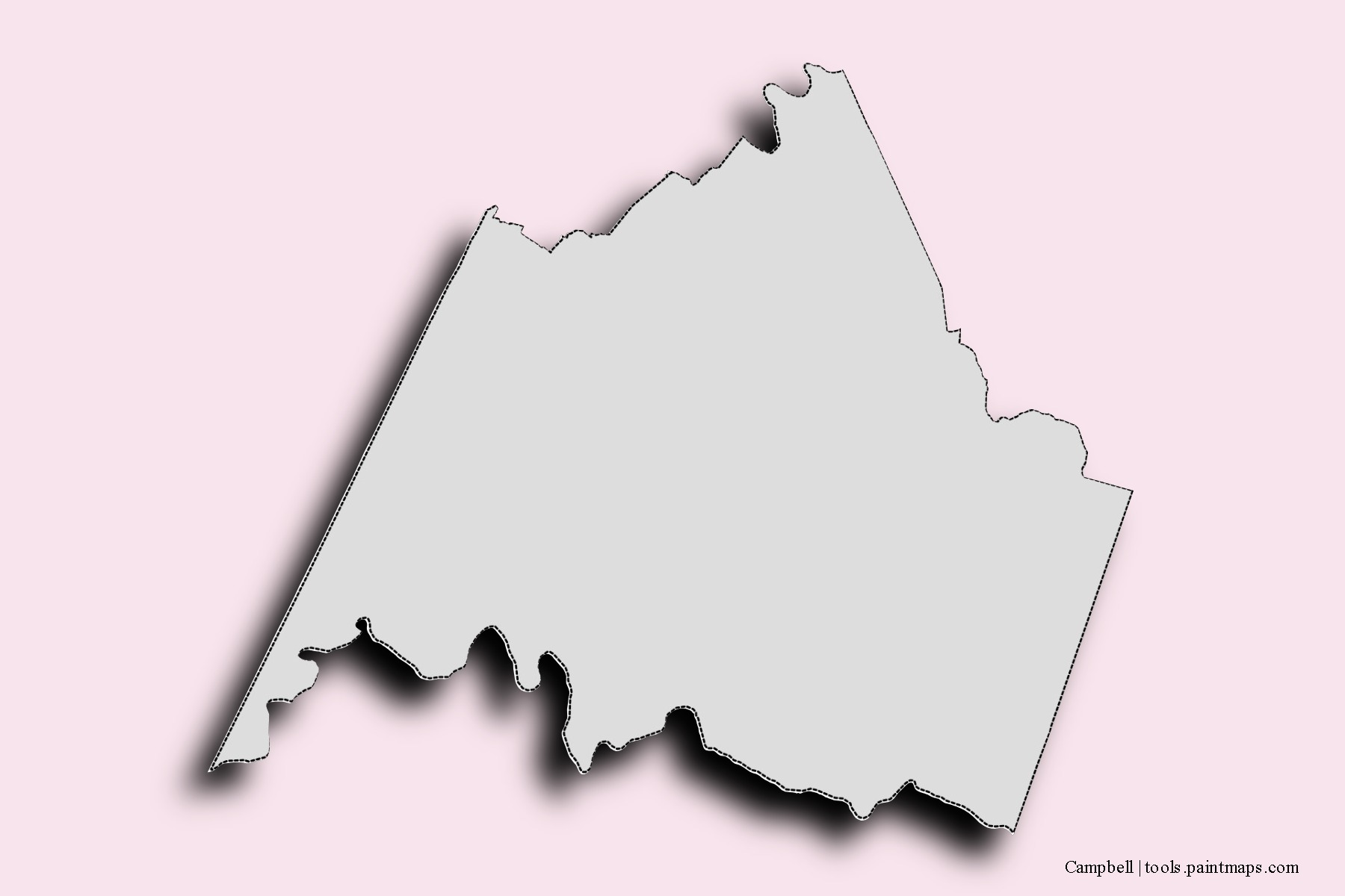 Campbell neighborhoods and villages map with 3D shadow effect