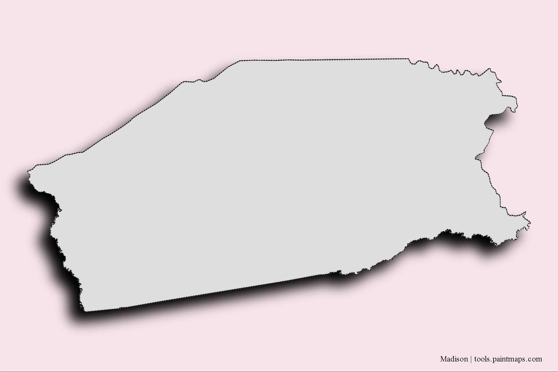 Madison neighborhoods and villages map with 3D shadow effect