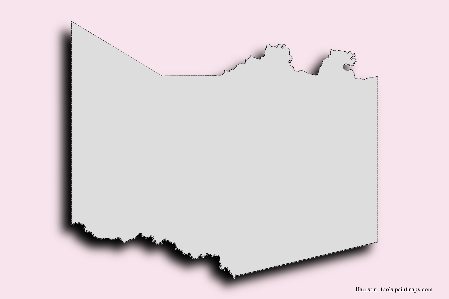 Harrison neighborhoods and villages map with 3D shadow effect