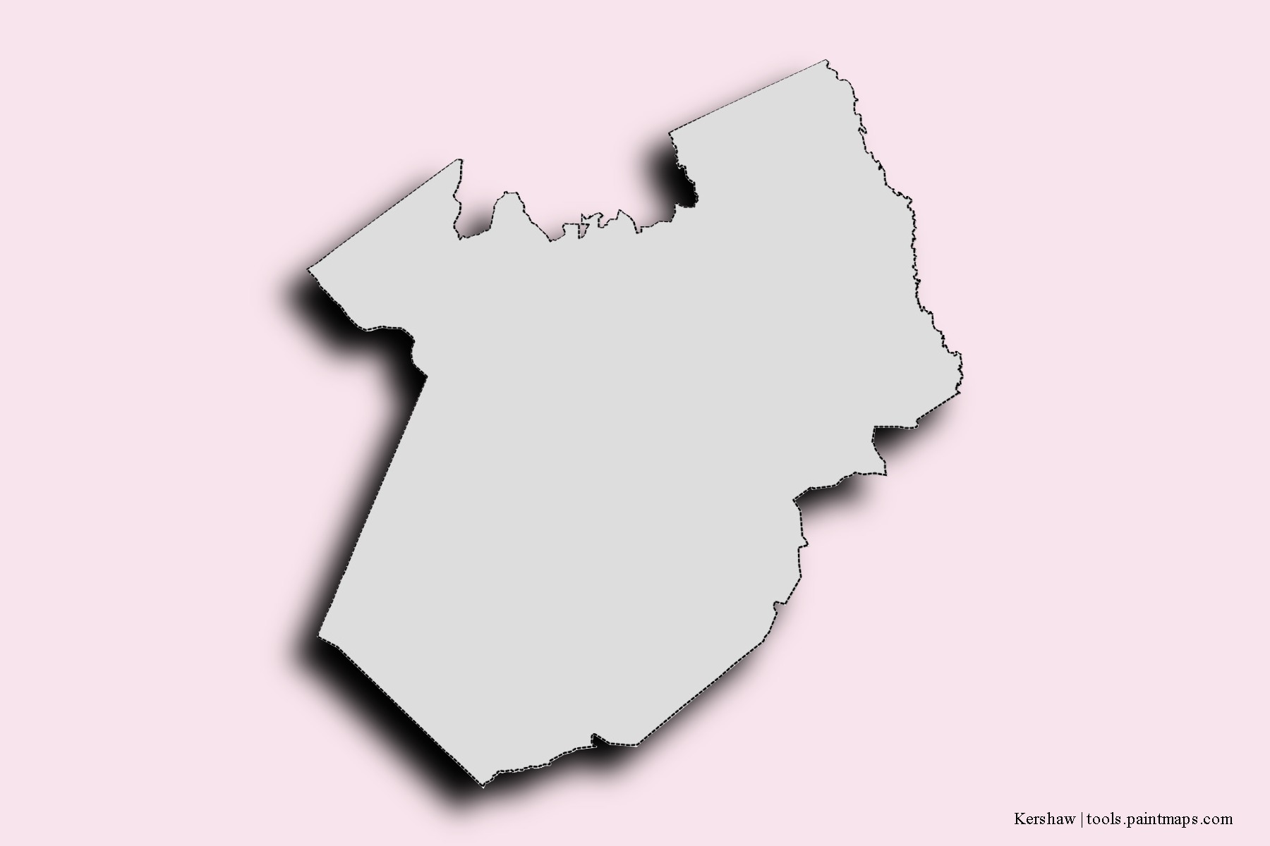 Mapa de barrios y pueblos de Kershaw con efecto de sombra 3D