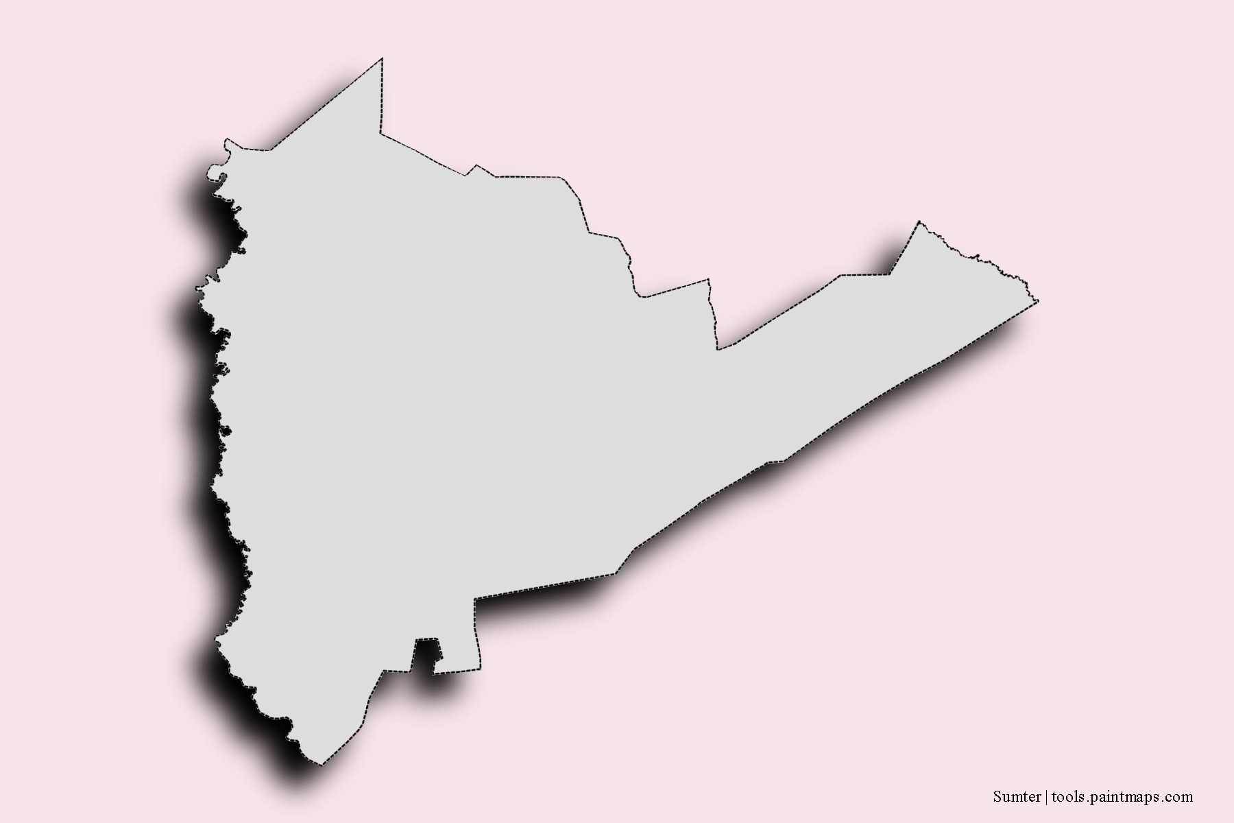 Sumter neighborhoods and villages map with 3D shadow effect