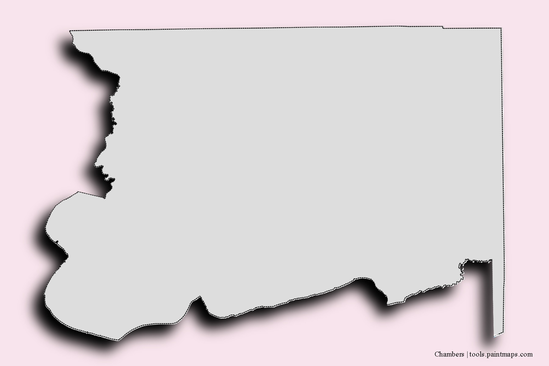 Mapa de barrios y pueblos de Chambers con efecto de sombra 3D