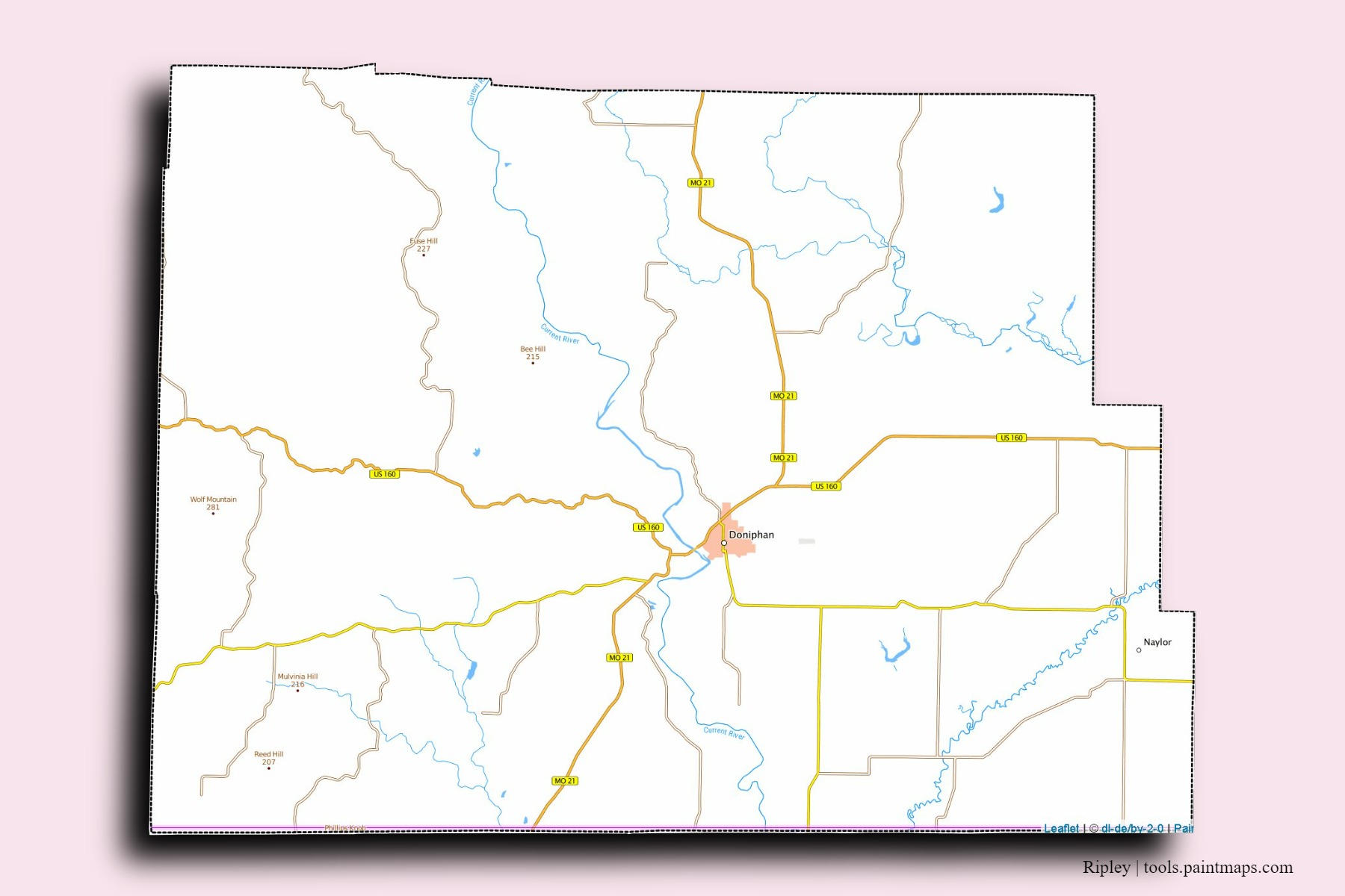 Mapa de barrios y pueblos de Ripley con efecto de sombra 3D