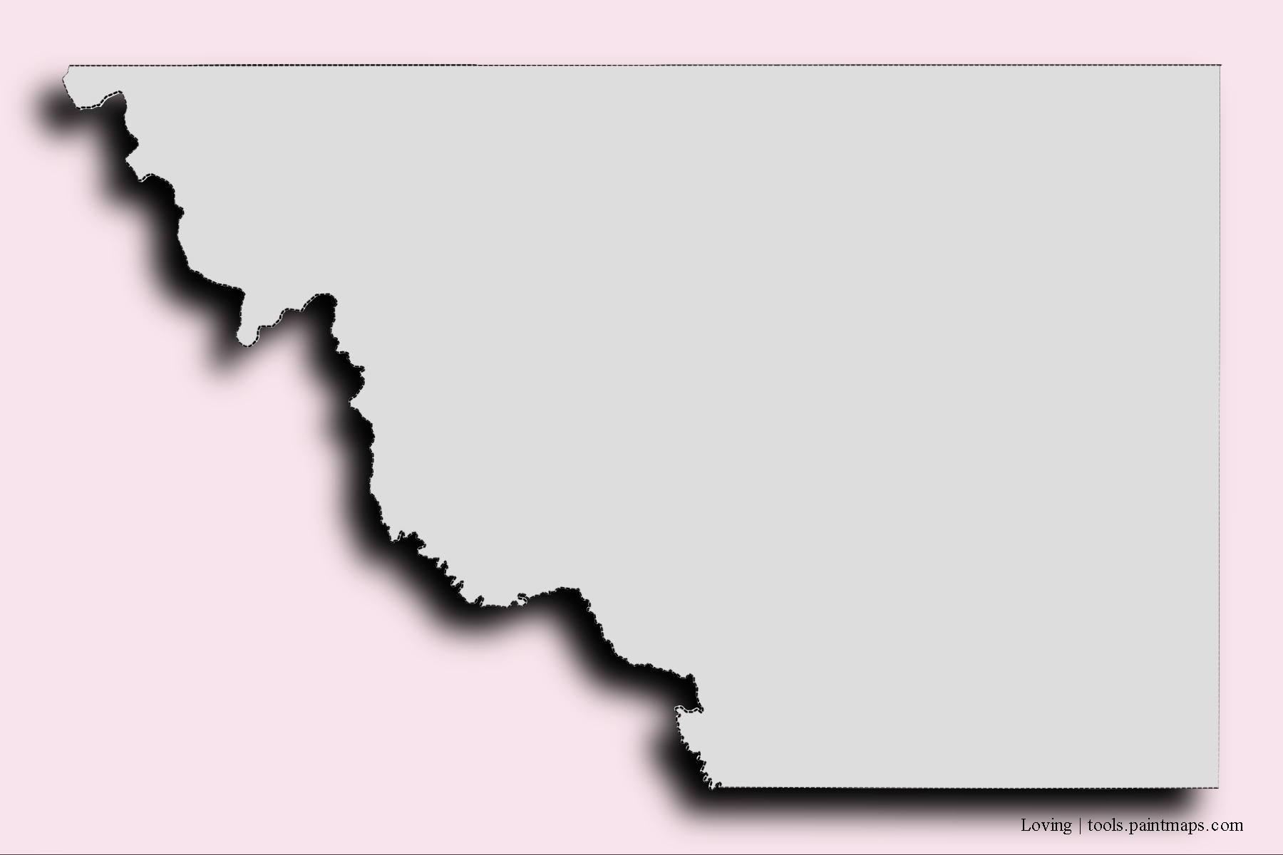 Mapa de barrios y pueblos de Loving con efecto de sombra 3D