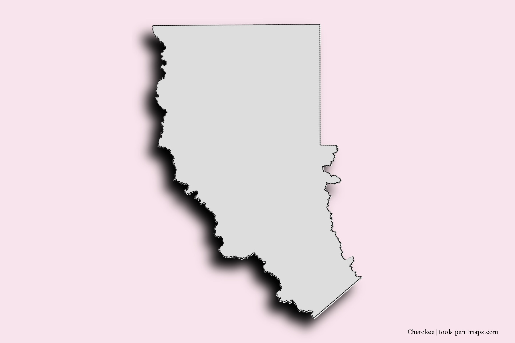 Mapa de barrios y pueblos de Cherokee con efecto de sombra 3D