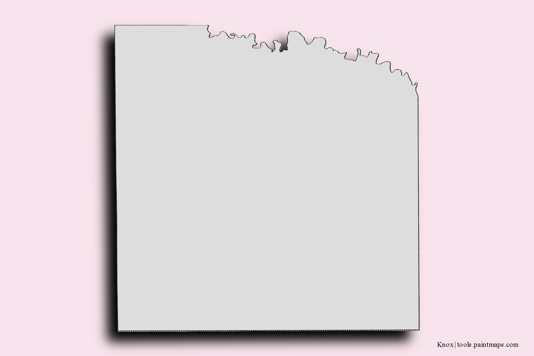 Mapa de barrios y pueblos de Knox con efecto de sombra 3D