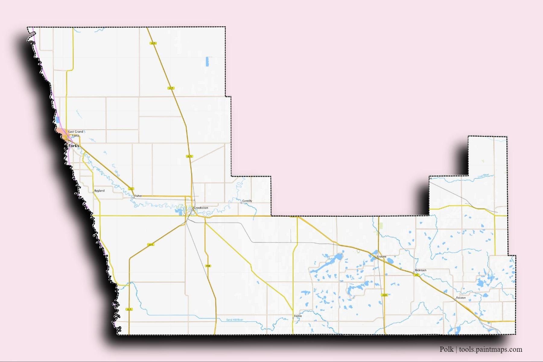 Polk neighborhoods and villages map with 3D shadow effect