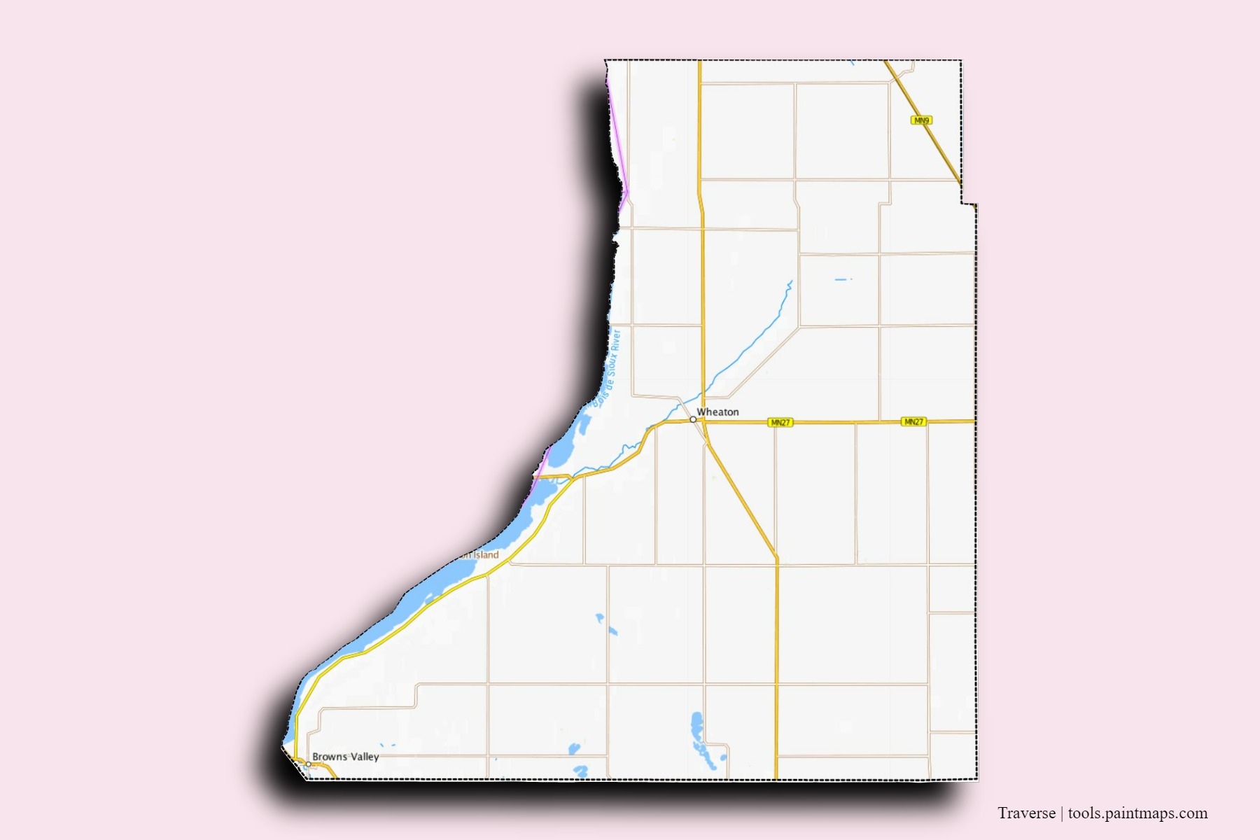 Traverse neighborhoods and villages map with 3D shadow effect