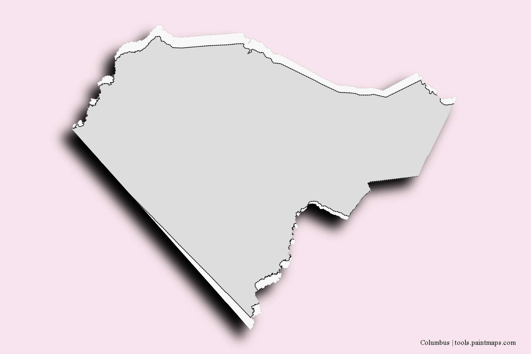 Columbus neighborhoods and villages map with 3D shadow effect