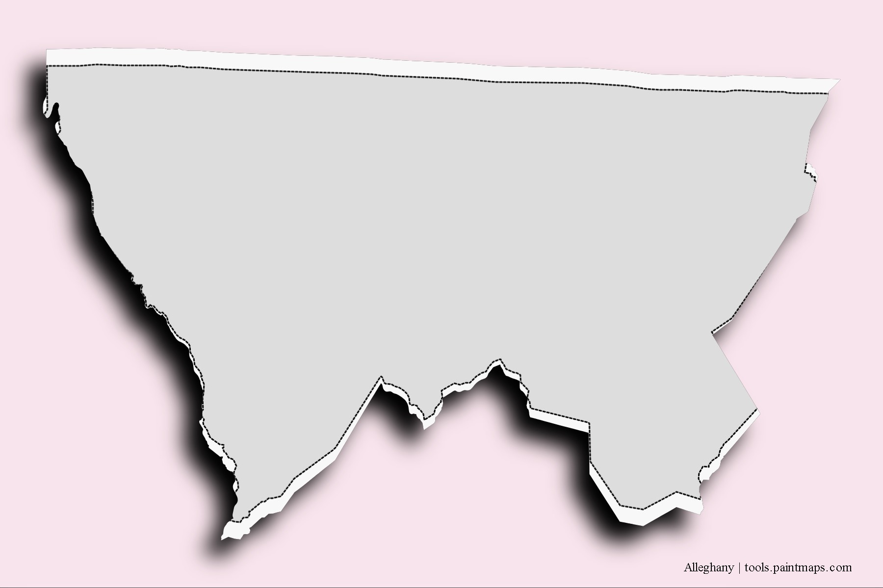 Alleghany neighborhoods and villages map with 3D shadow effect