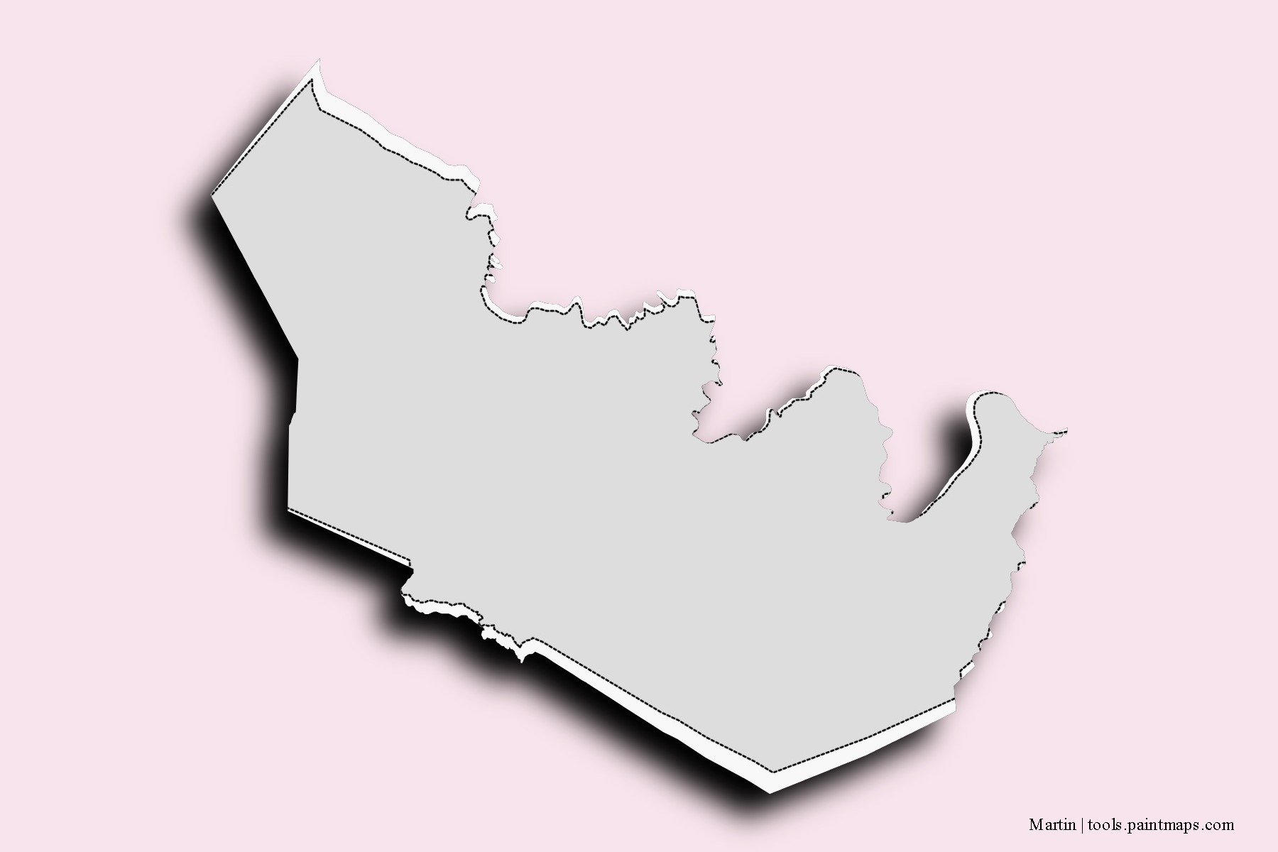 Mapa de barrios y pueblos de Martin con efecto de sombra 3D