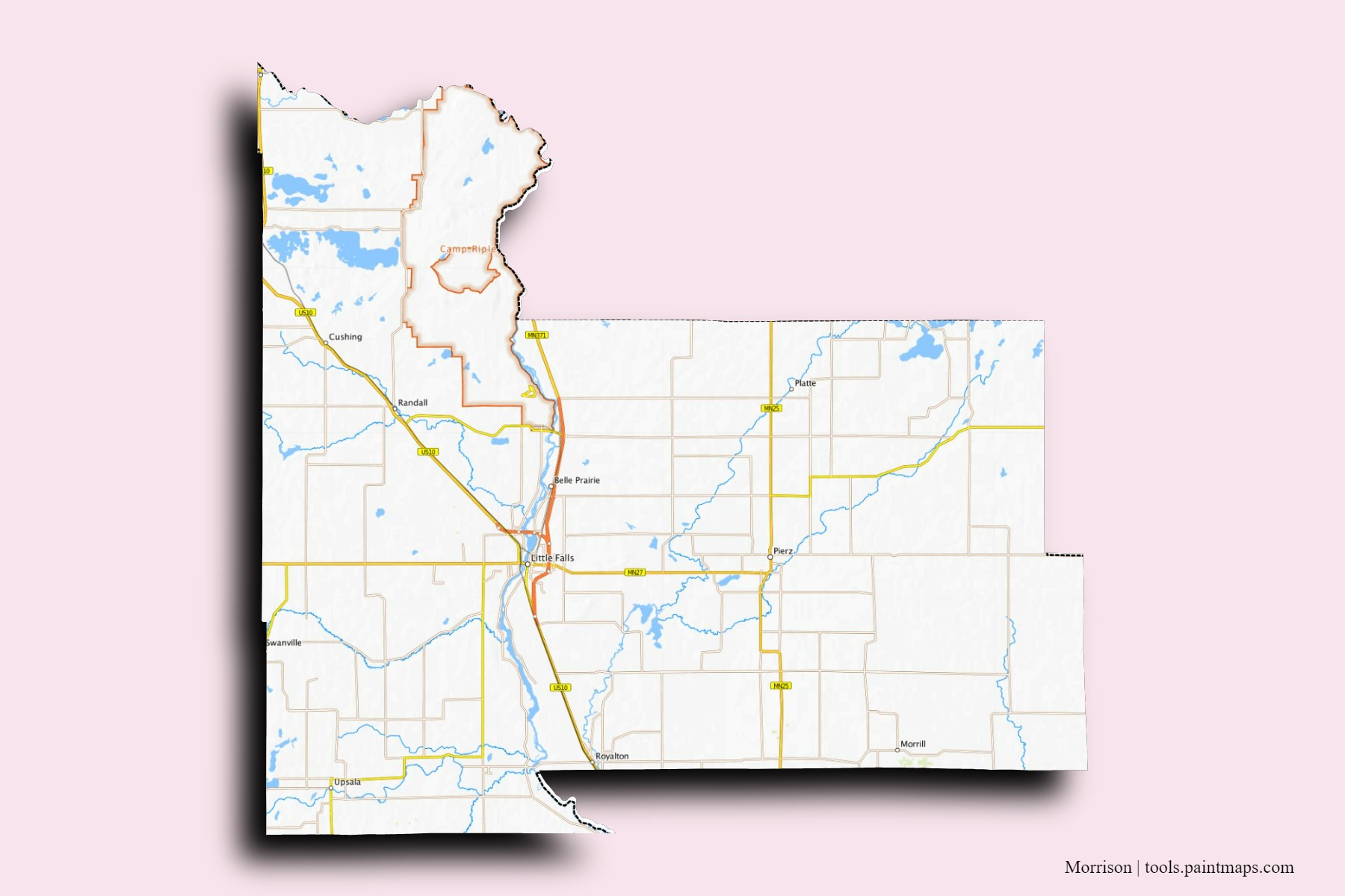 Mapa de barrios y pueblos de Morrison con efecto de sombra 3D