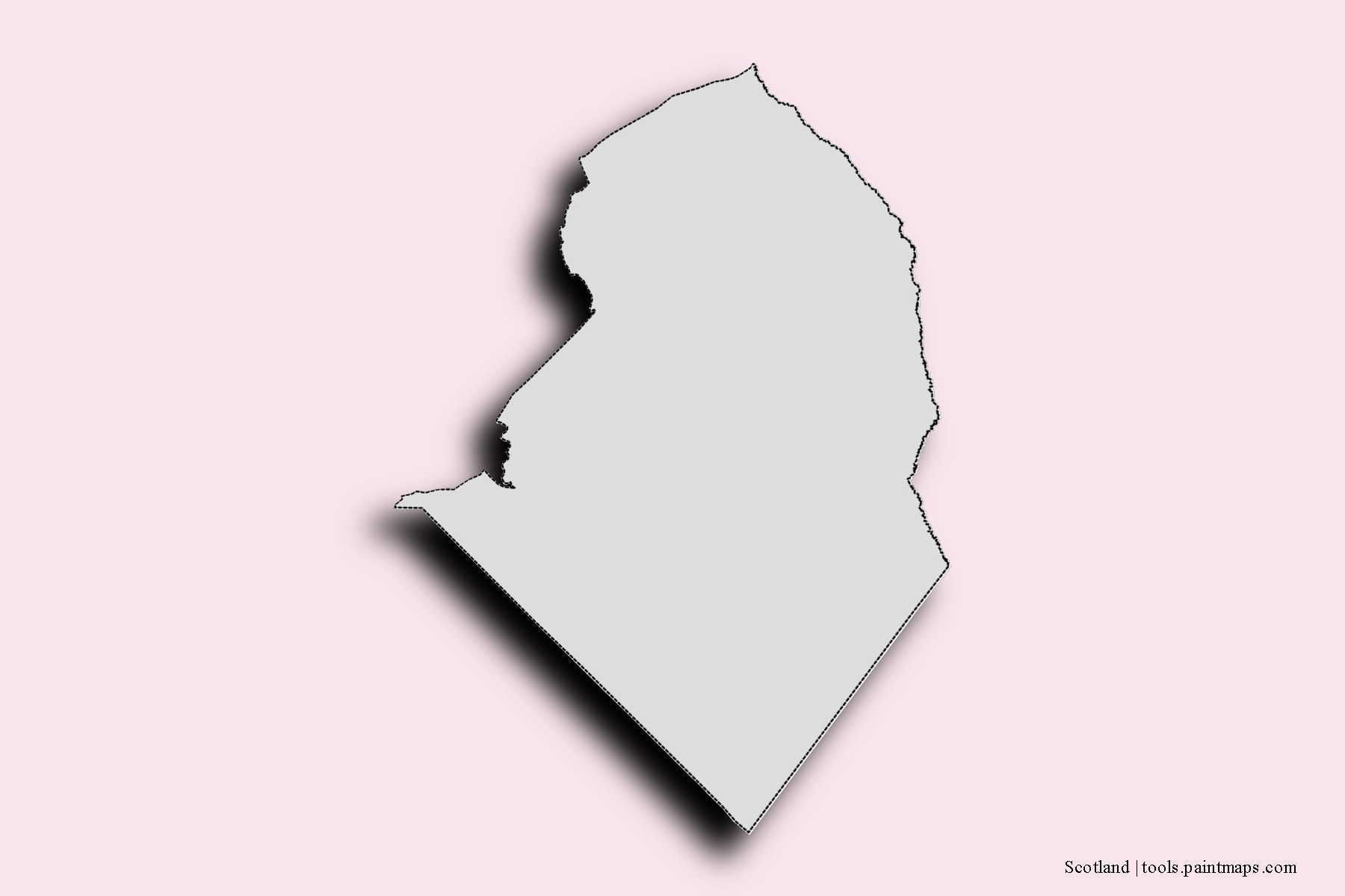 Mapa de barrios y pueblos de Scotland con efecto de sombra 3D