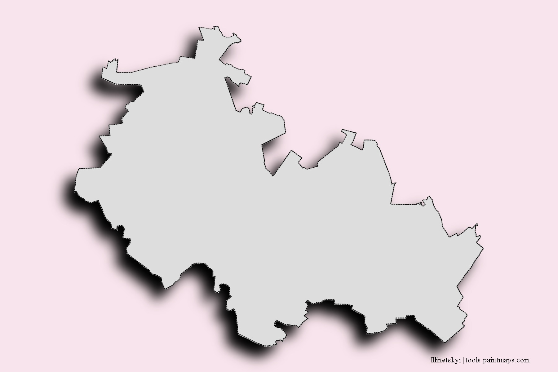 Mapa de barrios y pueblos de Illinetskyi con efecto de sombra 3D