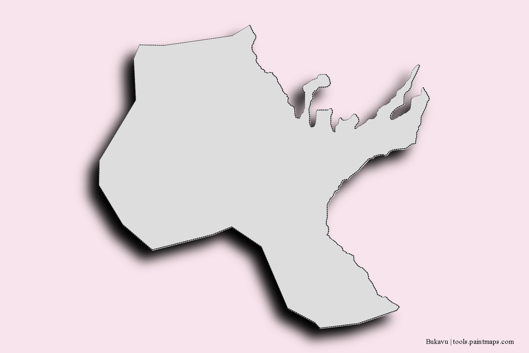 Mapa de barrios y pueblos de Bukavu con efecto de sombra 3D