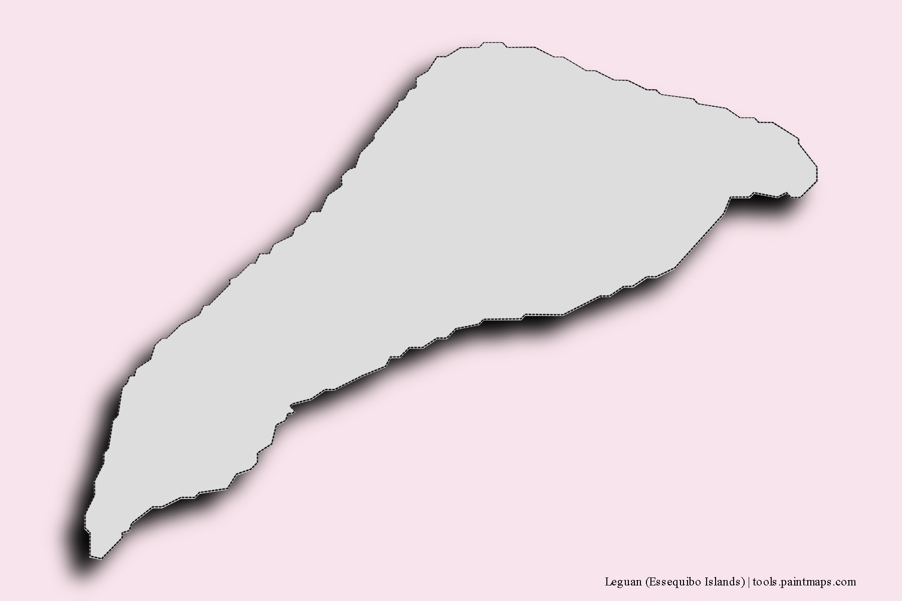 Mapa de barrios y pueblos de Leguan (Essequibo Islands) con efecto de sombra 3D