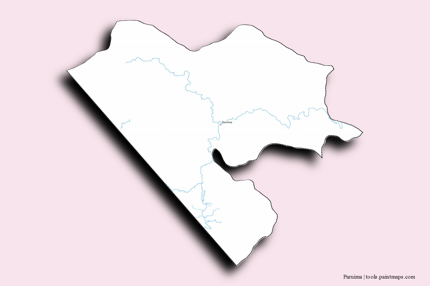 Paruima neighborhoods and villages map with 3D shadow effect