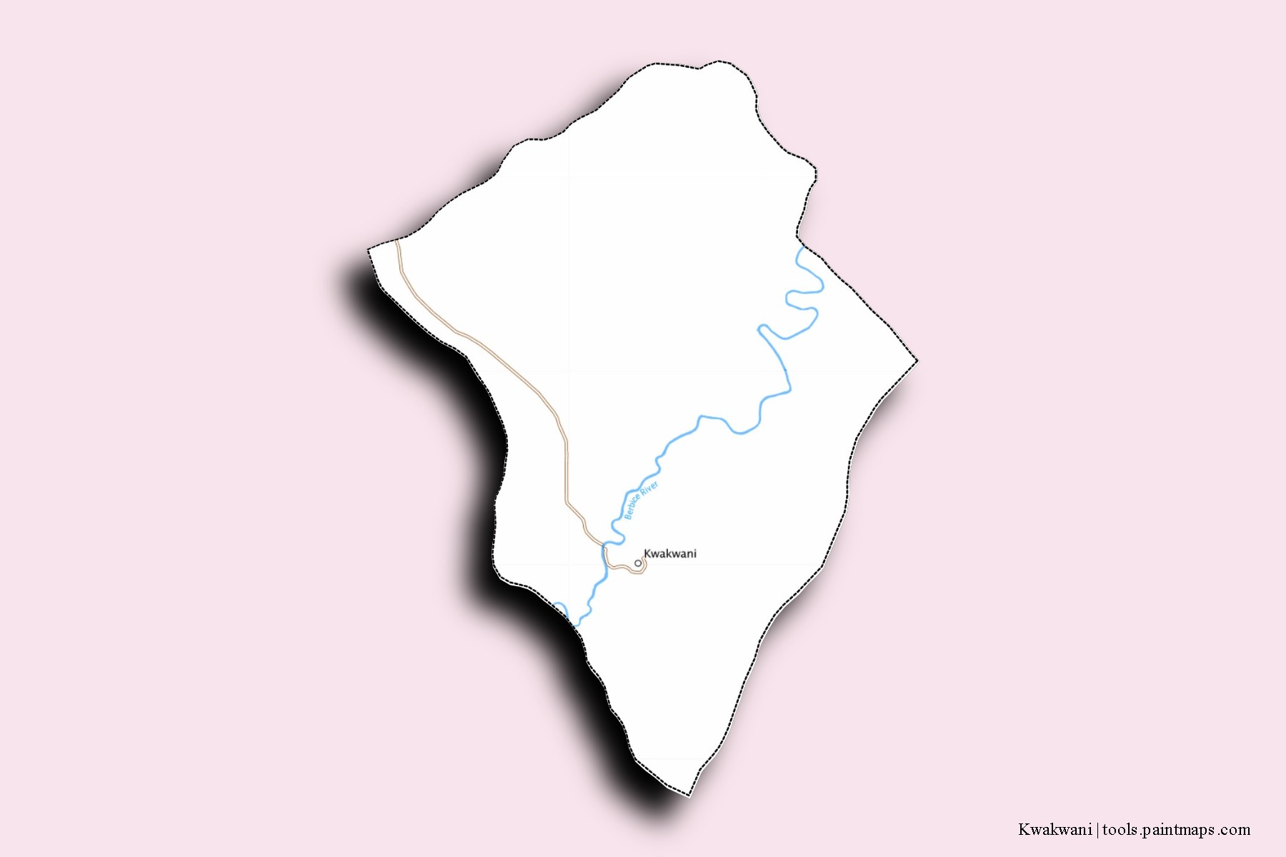 3D gölge efektli Kwakwani mahalleleri ve köyleri haritası