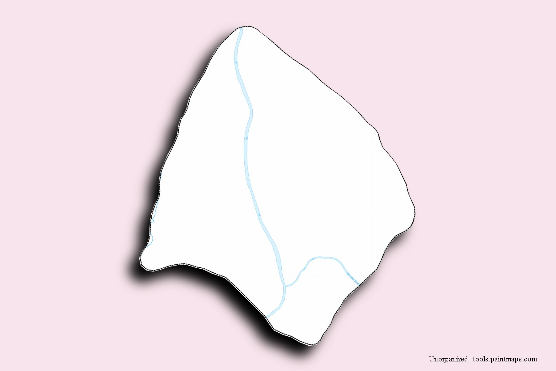 Mapa de barrios y pueblos de Unorganized con efecto de sombra 3D