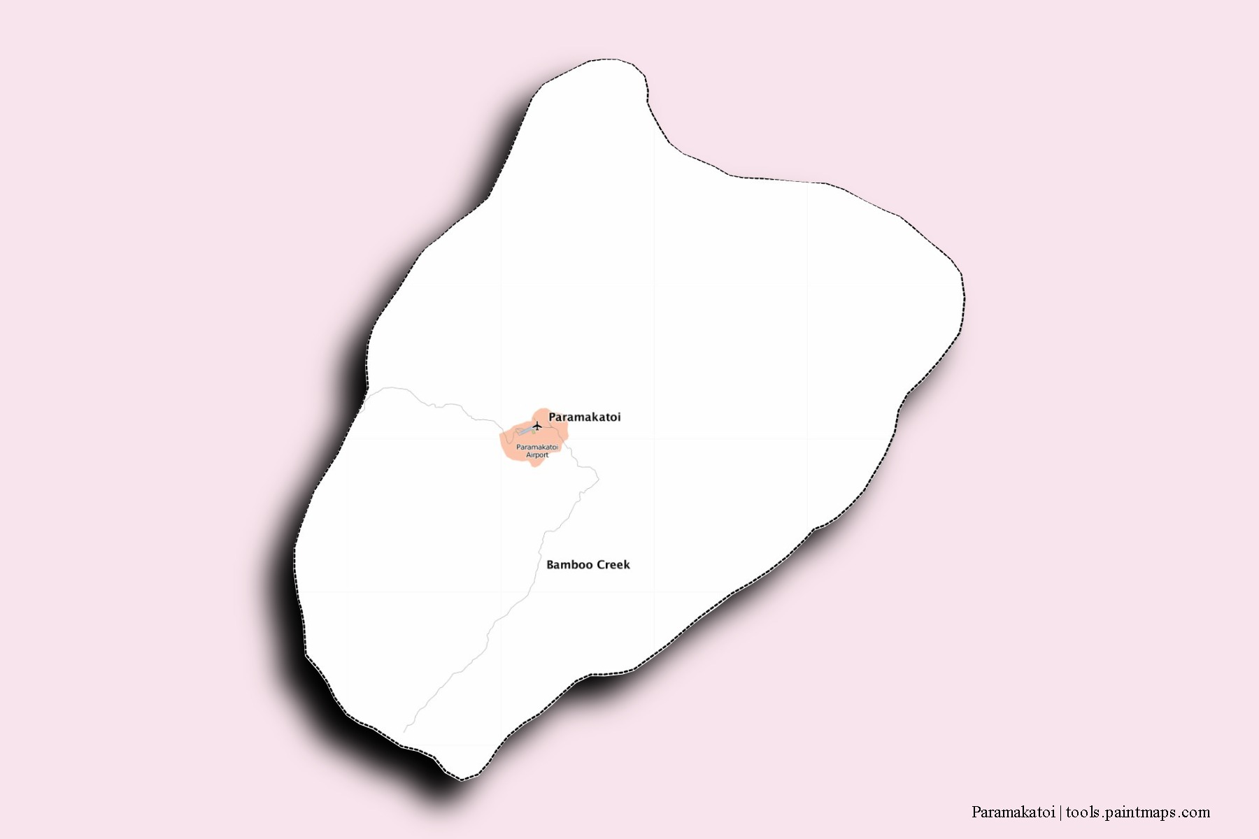 Mapa de barrios y pueblos de Paramakatoi con efecto de sombra 3D