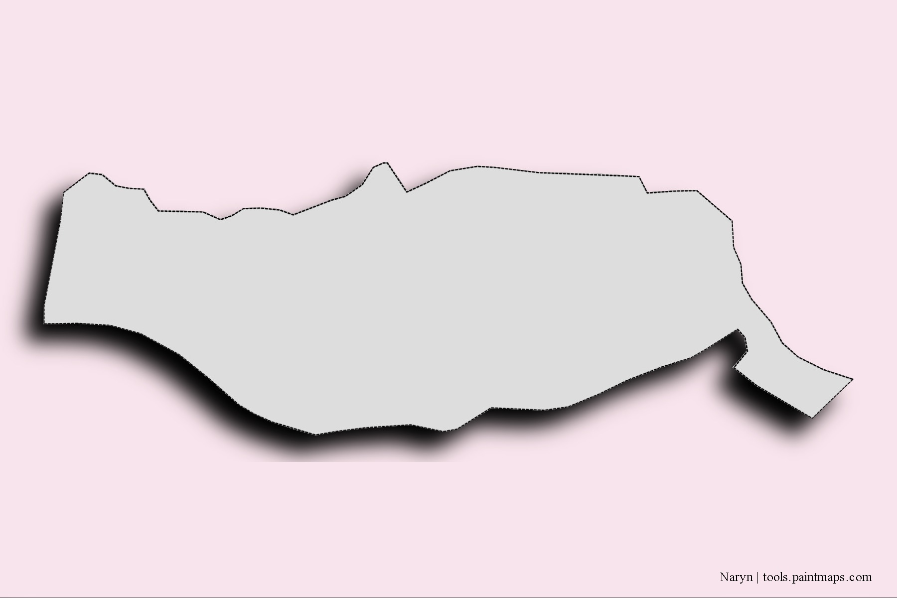 Mapa de barrios y pueblos de Naryn con efecto de sombra 3D