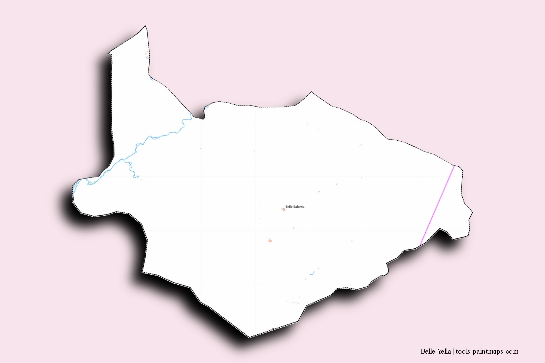 Mapa de barrios y pueblos de Belle Yella con efecto de sombra 3D