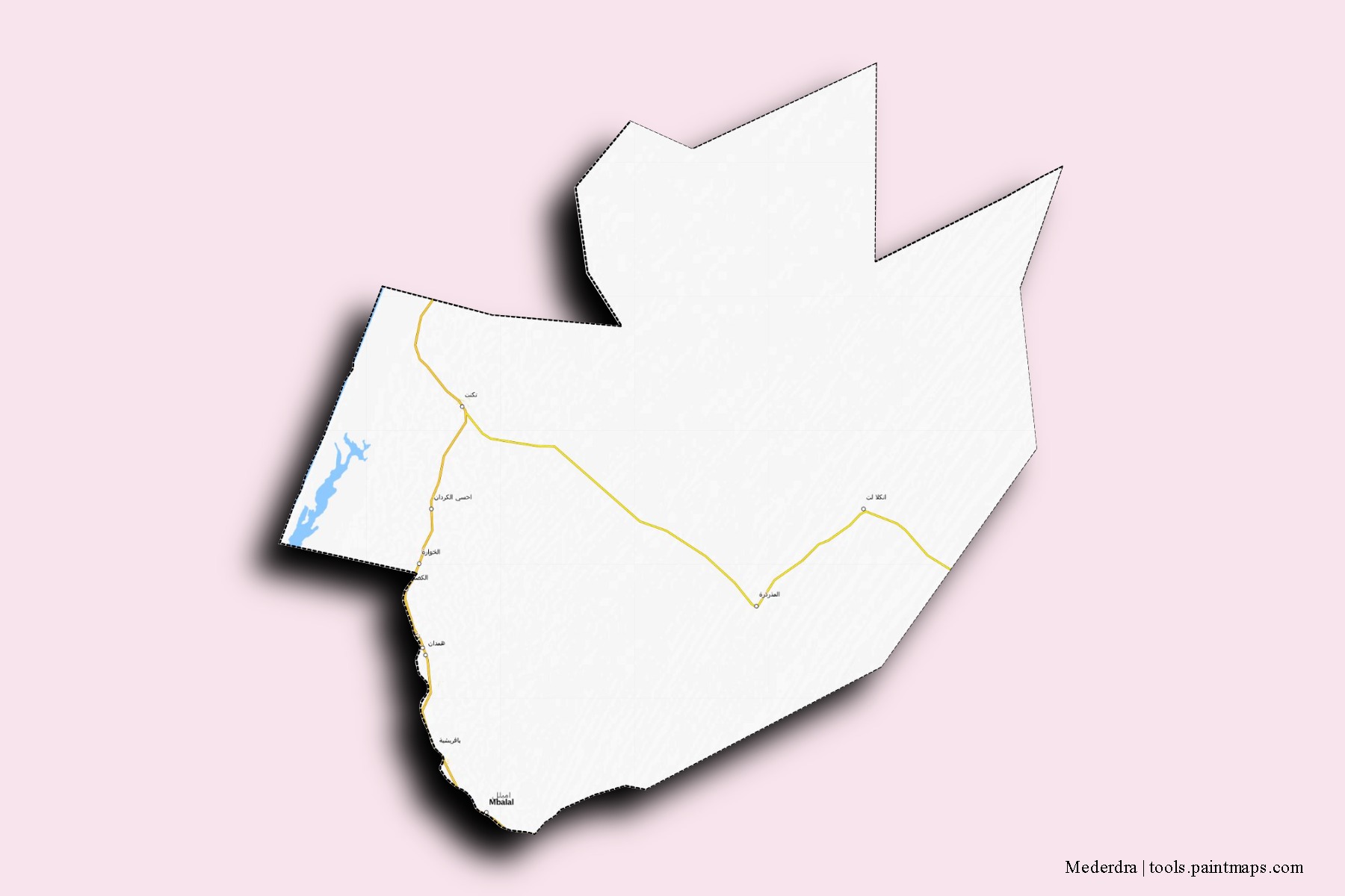 Mapa de barrios y pueblos de Mederdra con efecto de sombra 3D