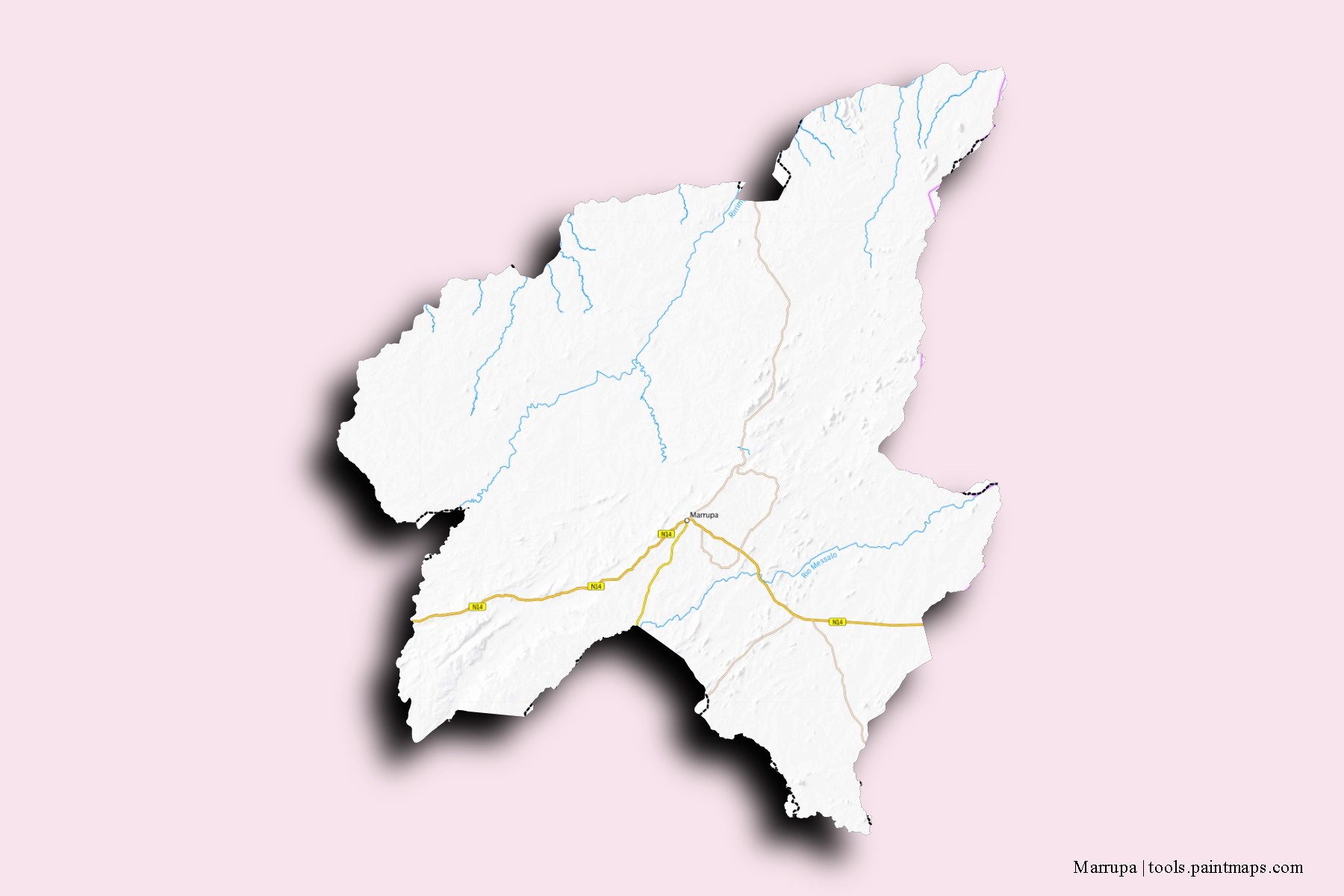 3D gölge efektli Marrupa mahalleleri ve köyleri haritası