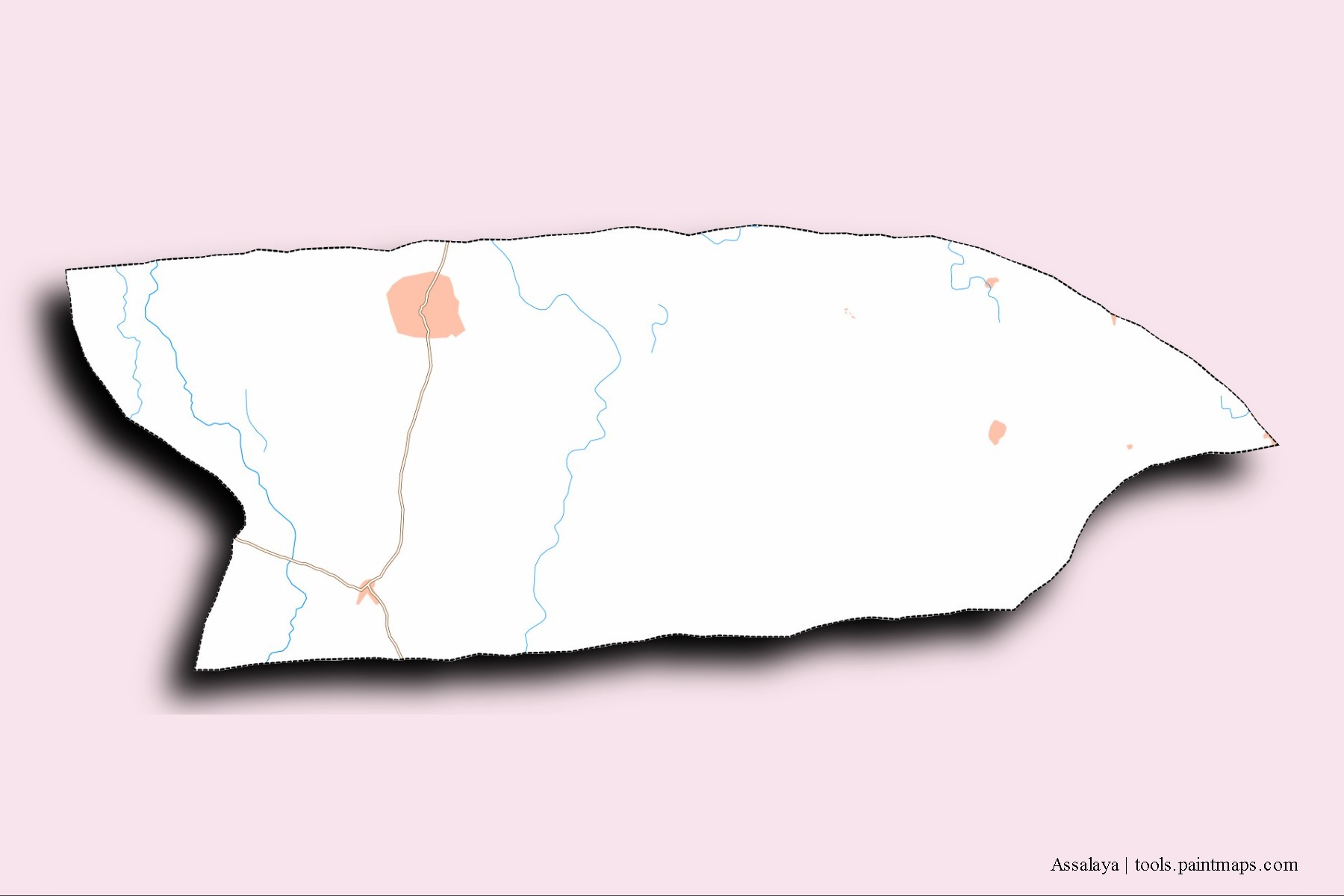 Assalaya neighborhoods and villages map with 3D shadow effect