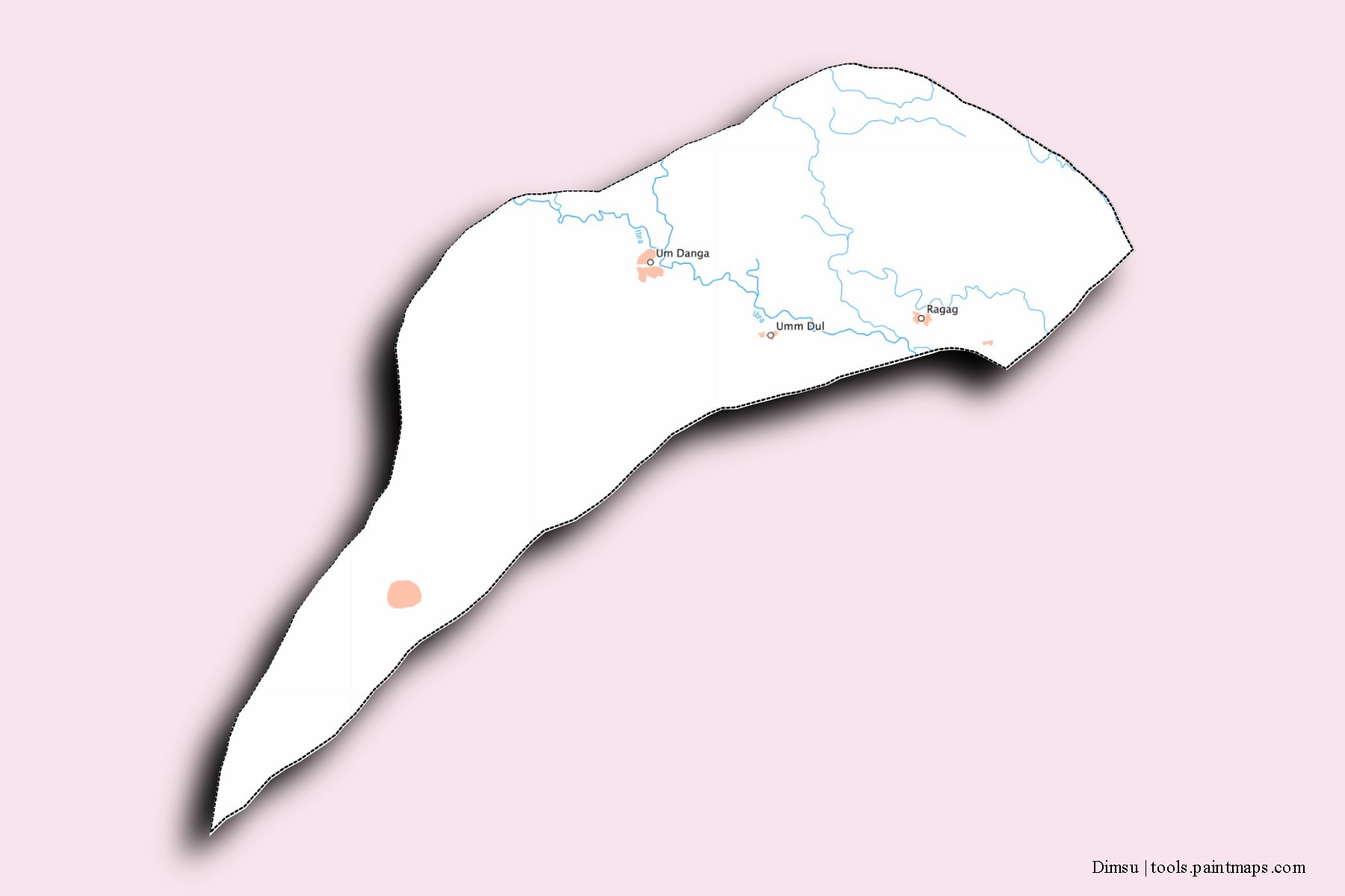 Dimsu neighborhoods and villages map with 3D shadow effect